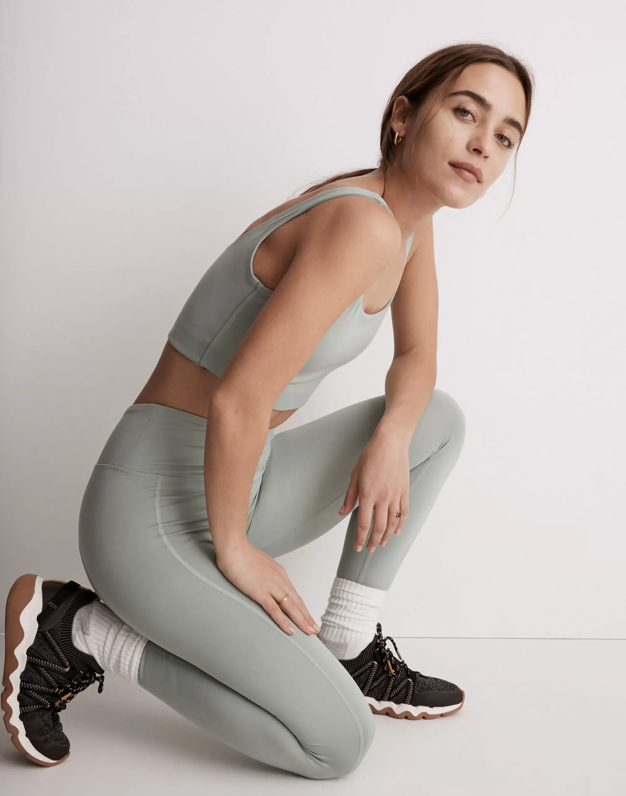 Madewell Activewear>Mwl Flex Square-Neck Sports Bra Frosted Sage