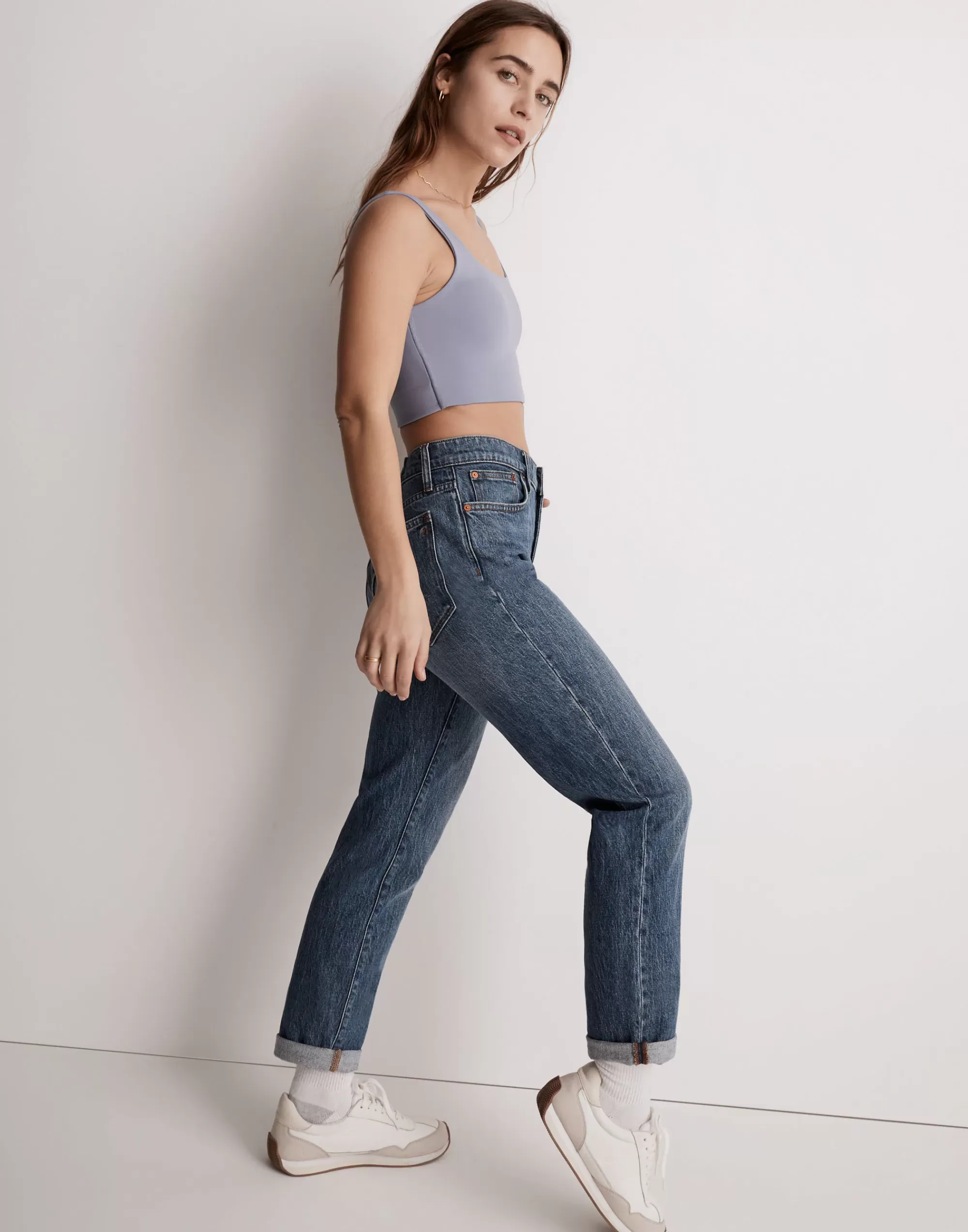 Madewell Tees>Mwl Flex Square-Neck Sports Bra Dusk Peri