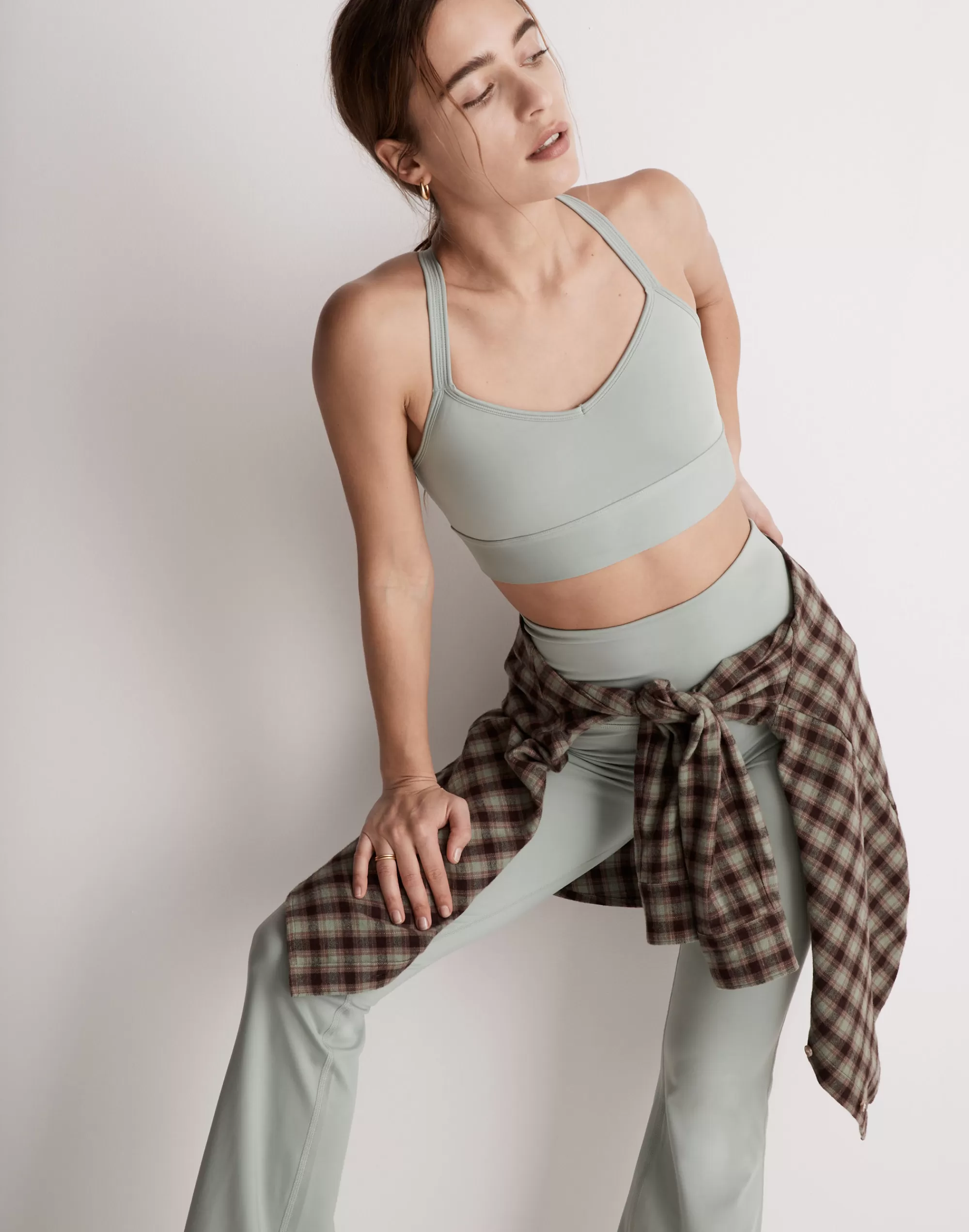 Madewell Tees>Mwl Flex Strappy Sports Bra Frosted Sage