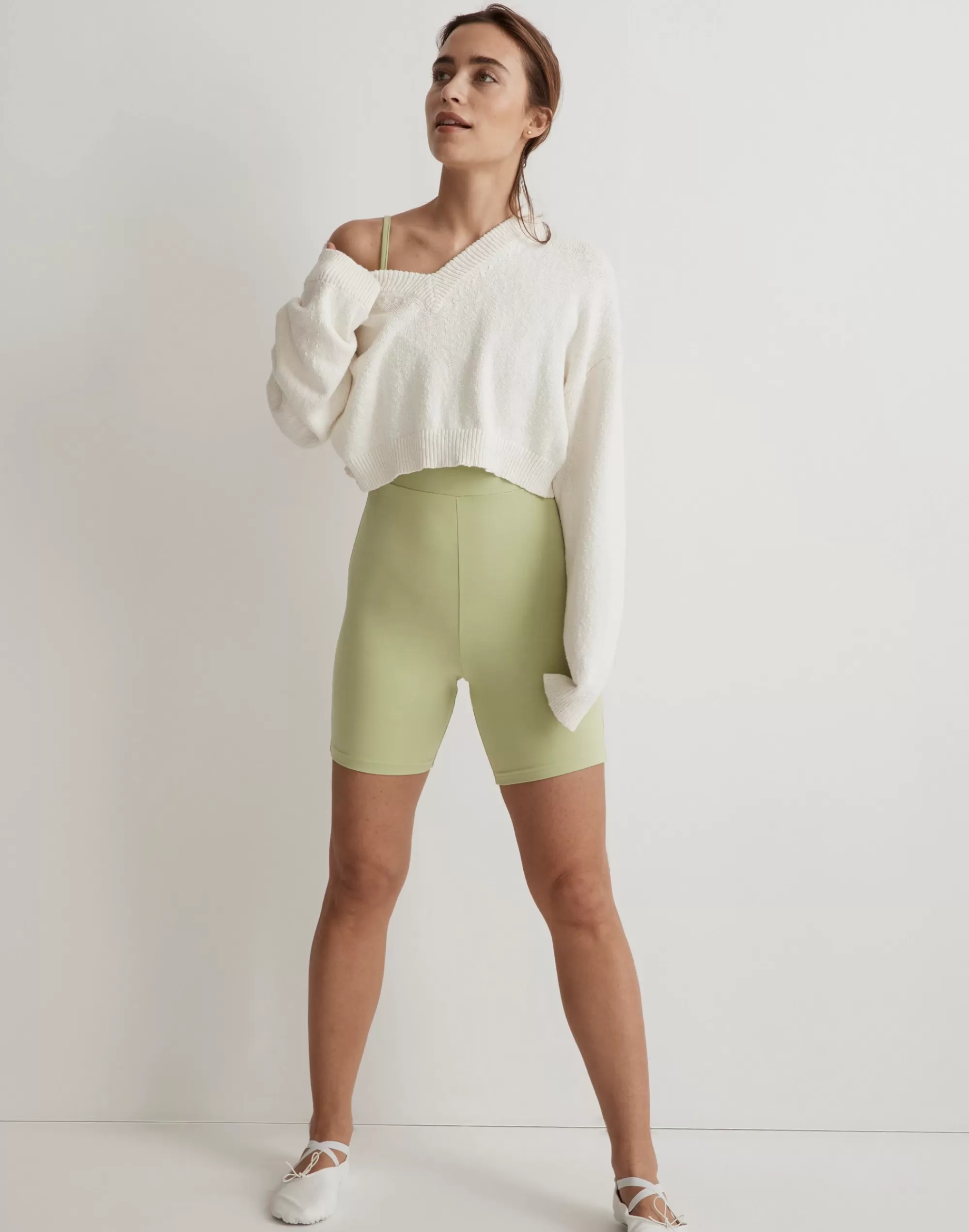 Madewell Activewear>Mwl Knit Biker Unitard: Botanical Dye Edition Gatehouse Green Solid