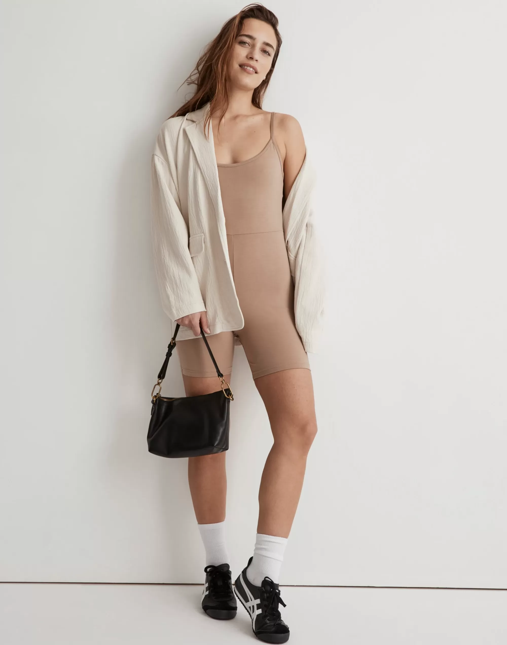 Madewell Dresses>Mwl Knit Biker Unitard: Botanical Dye Edition Camel Brown Solid