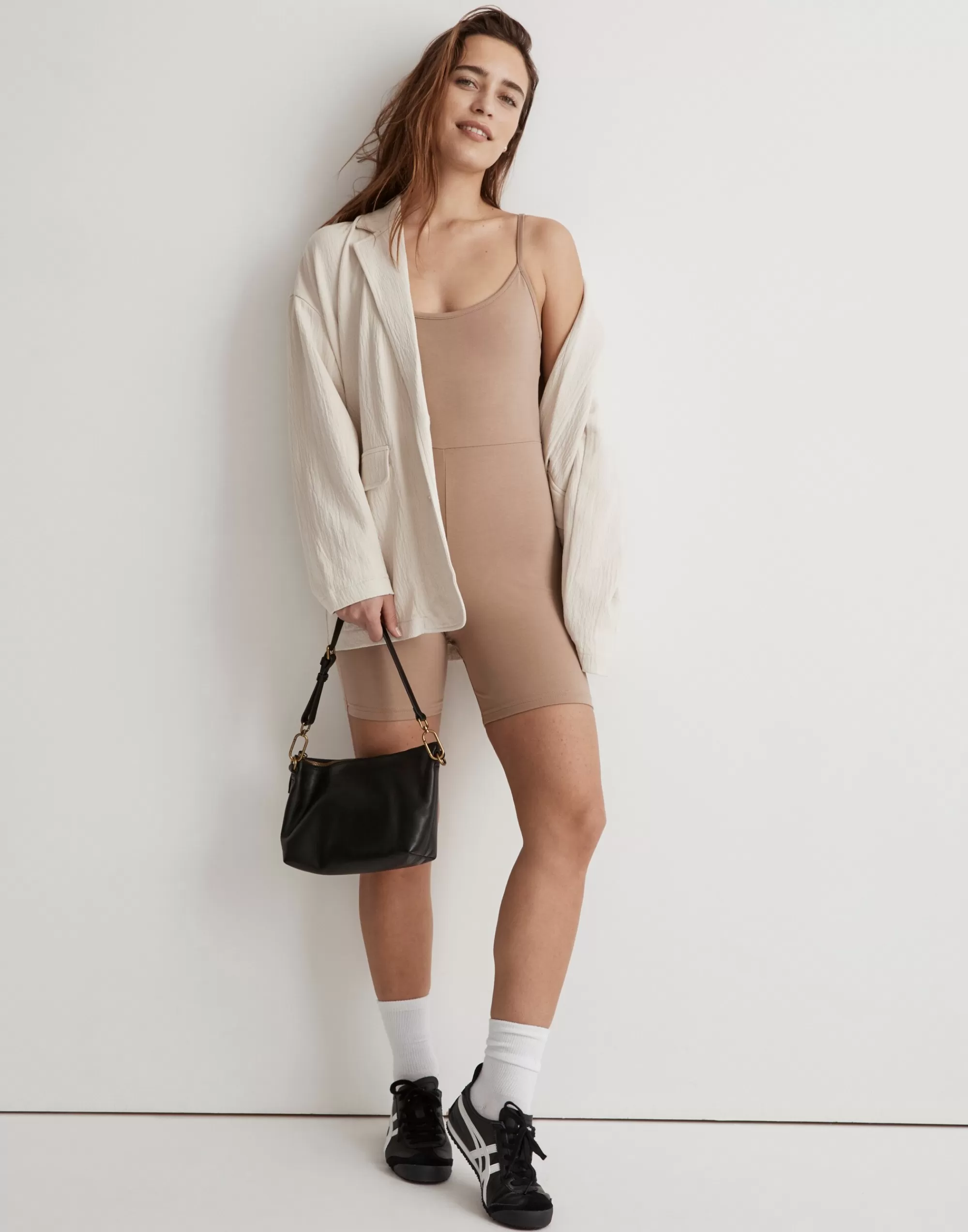 Madewell Activewear>Mwl Knit Biker Unitard: Botanical Dye Edition Camel Brown Solid