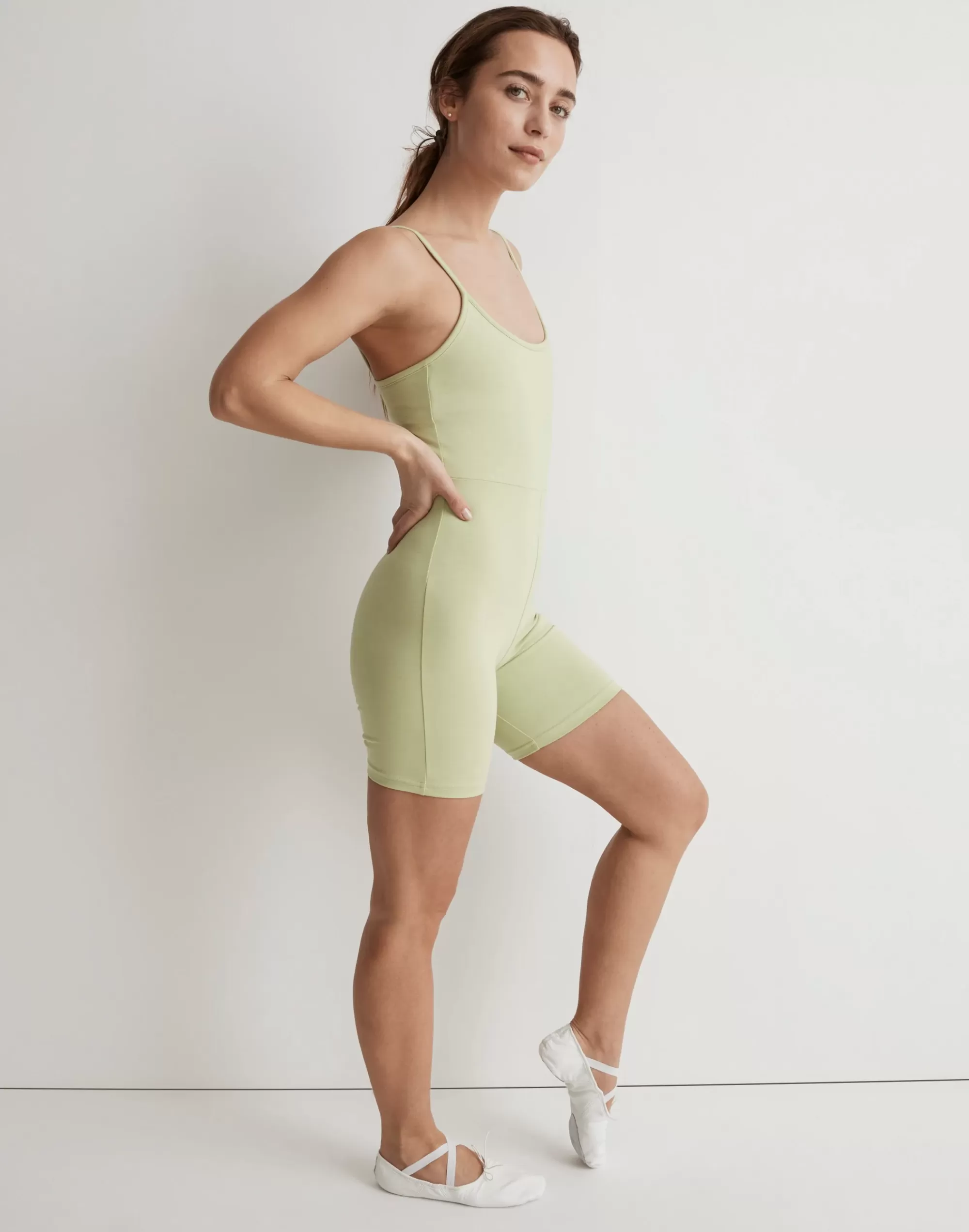 Madewell Activewear>Mwl Knit Biker Unitard: Botanical Dye Edition Gatehouse Green Solid