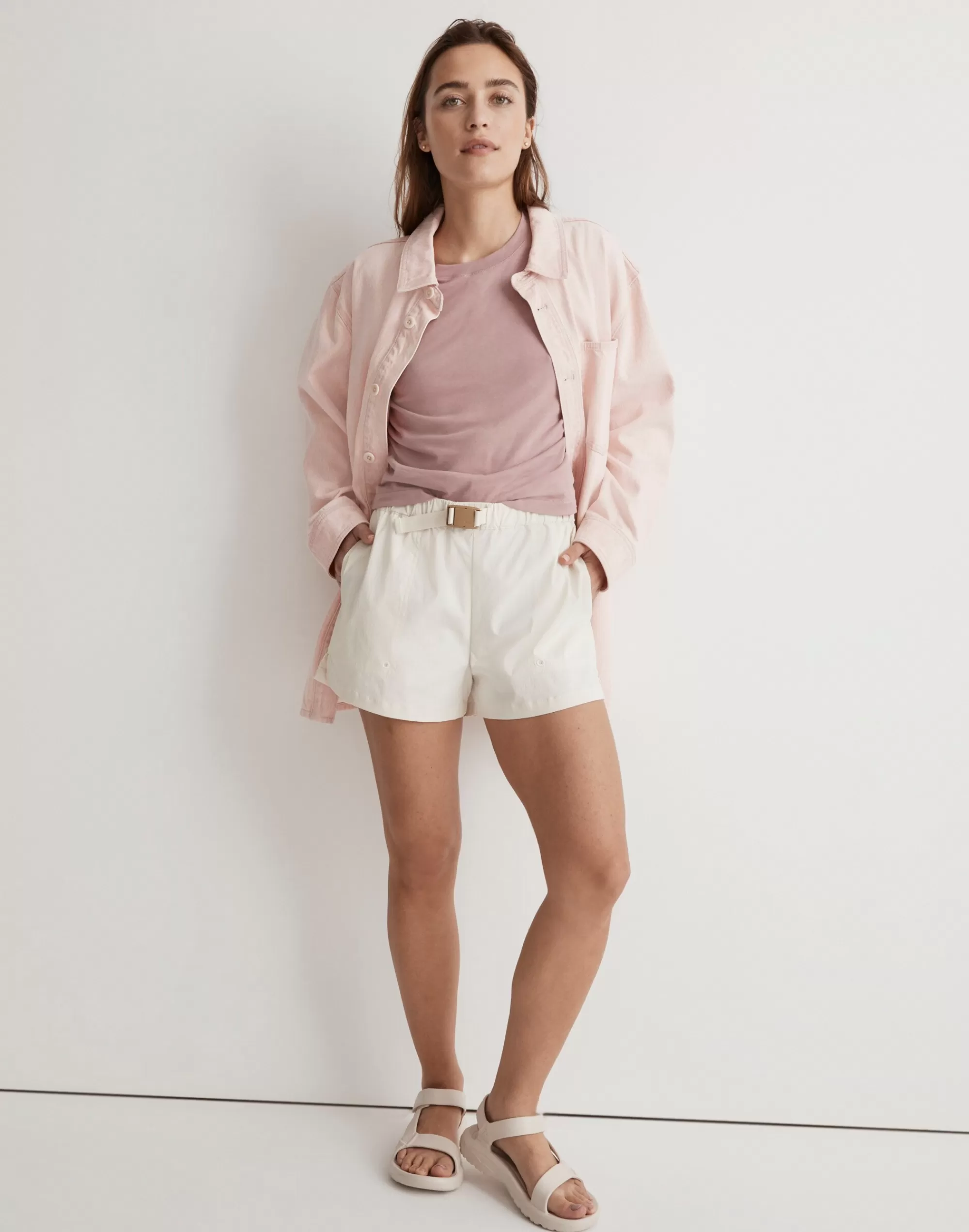 Madewell Activewear>Mwl Nylon Cargo Shorts Antique Cream