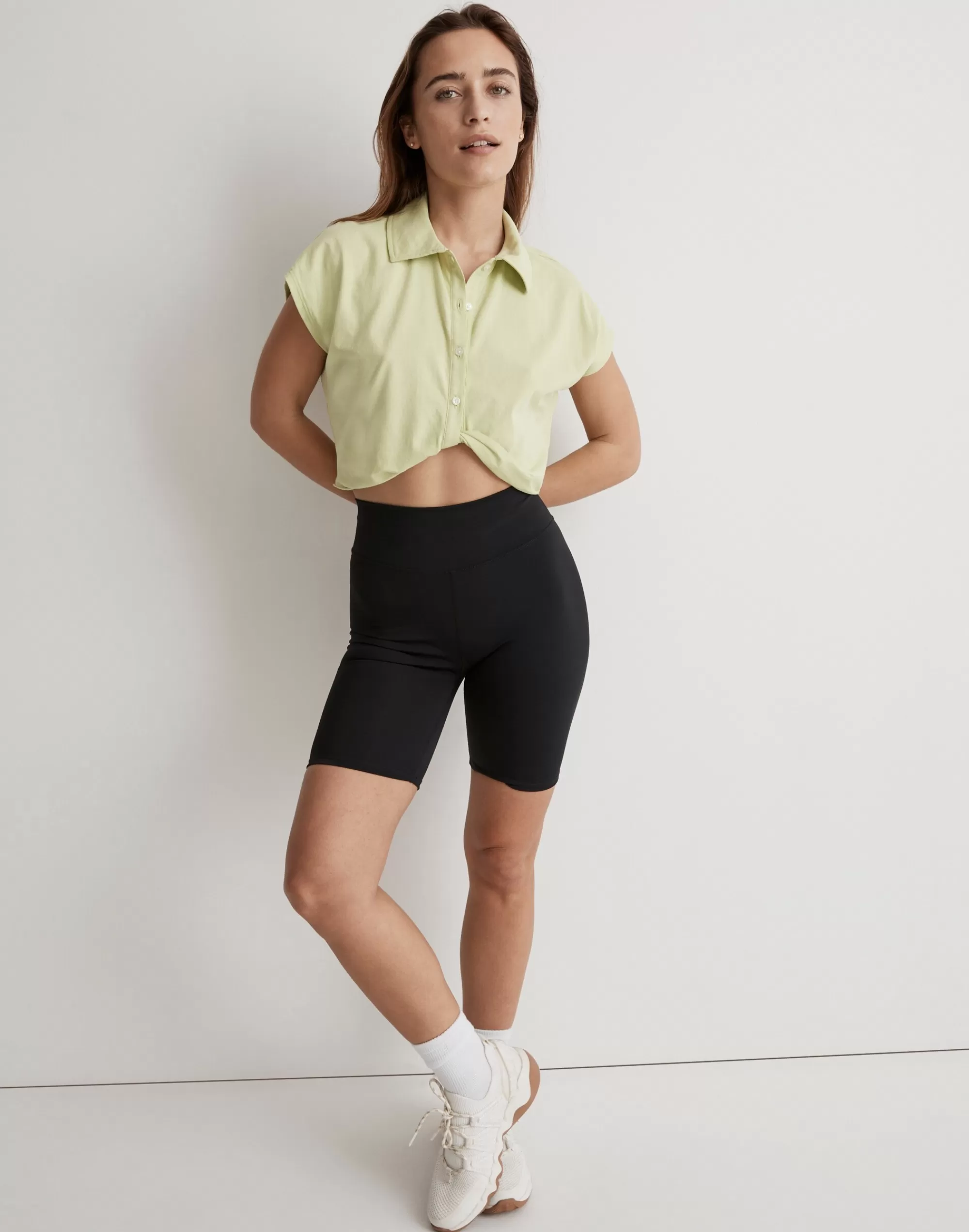 Madewell Activewear>Mwl Polo Twist Tee: Botanical Dye Edition Gatehouse Green Solid