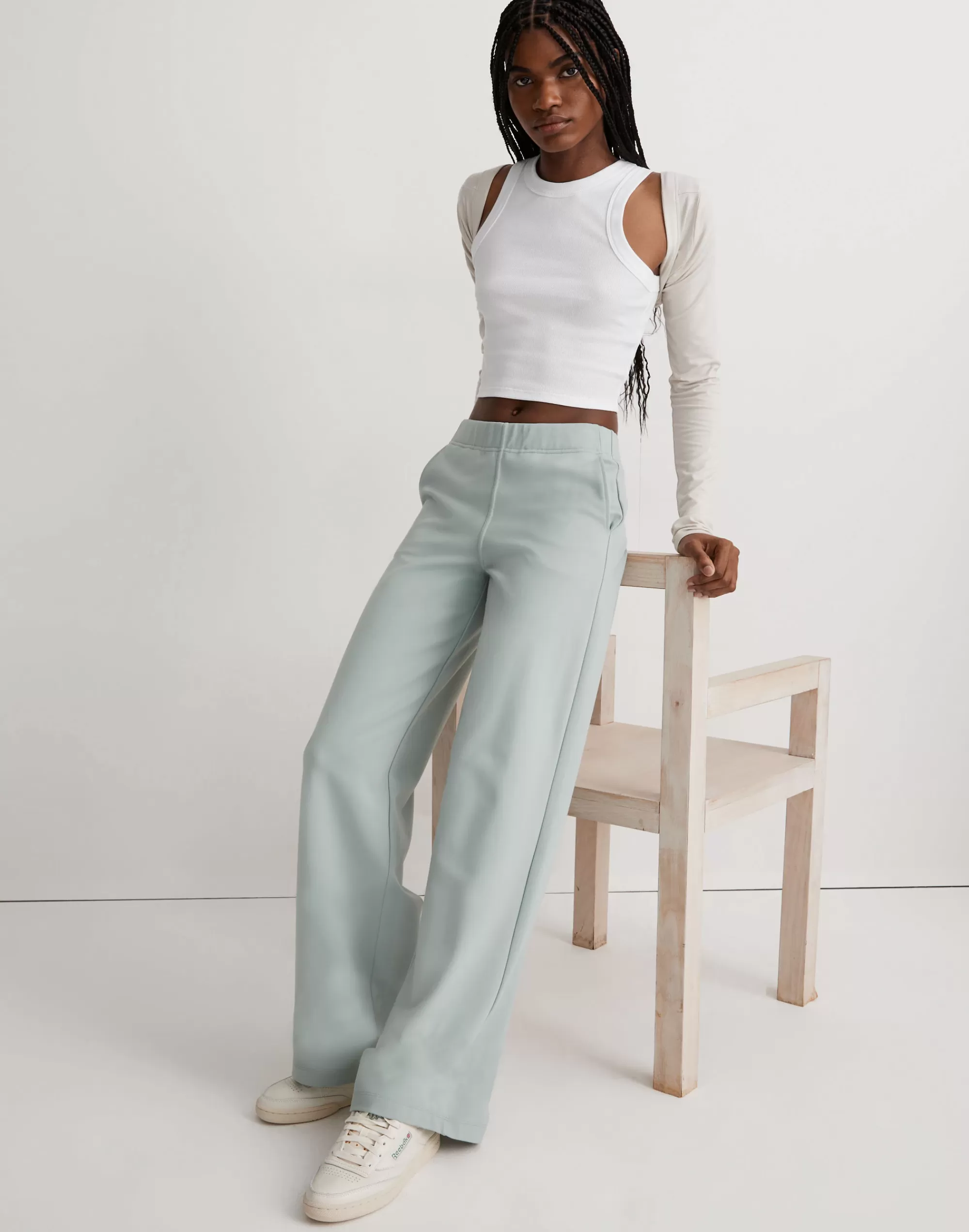 Madewell Activewear>Mwl Ponte Wide-Leg Pants Pale Celadon