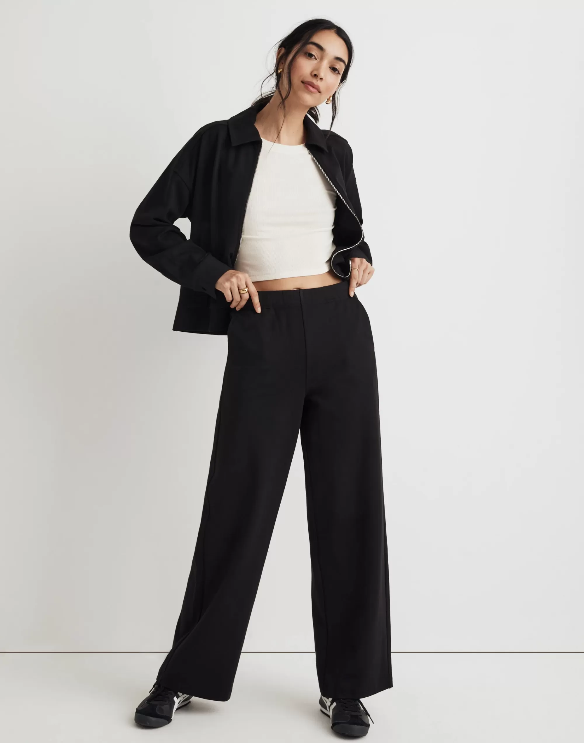 Madewell Sweatshirts & Sweatpants>Mwl Ponte Wide-Leg Pants True Black