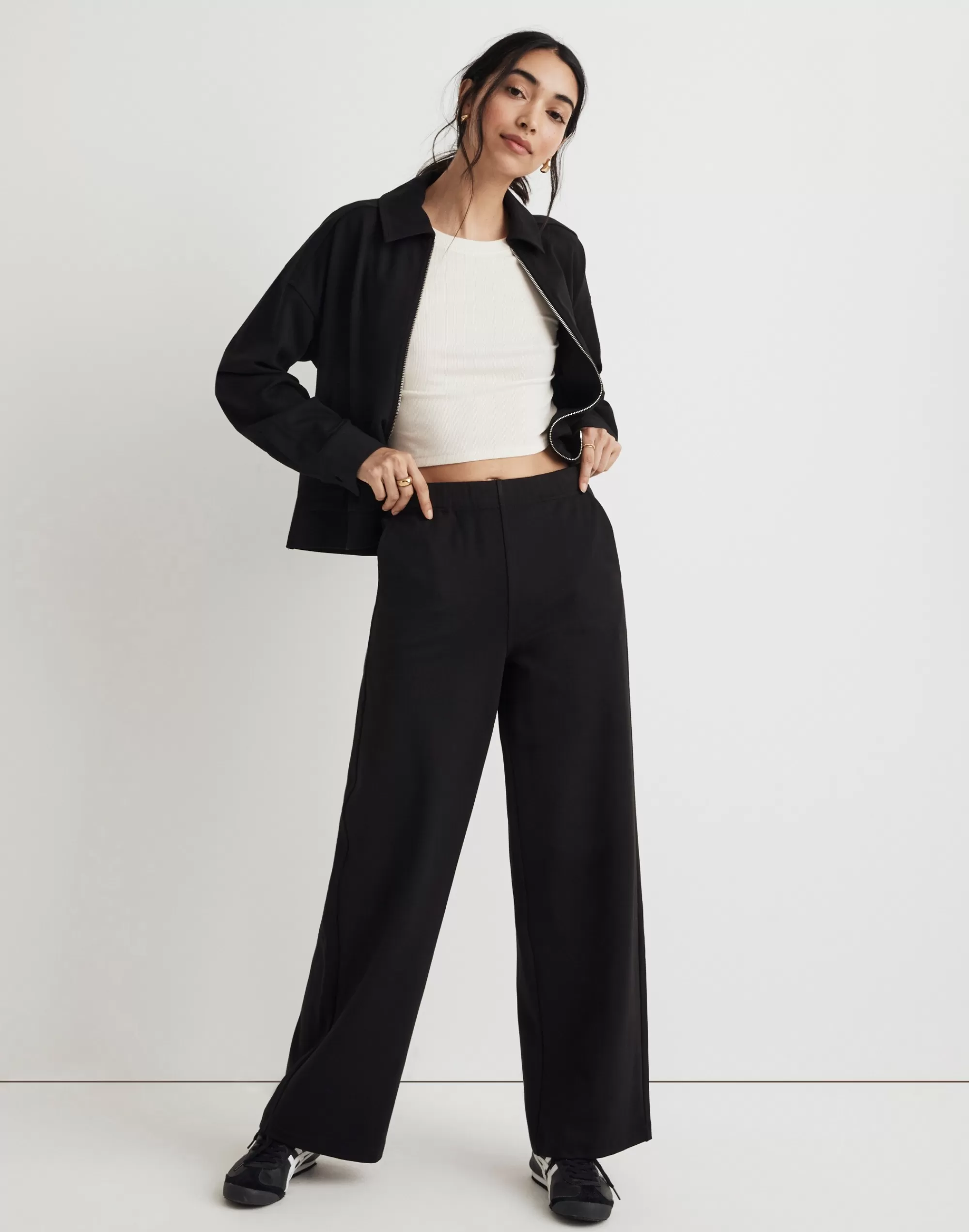 Madewell Activewear>Mwl Ponte Wide-Leg Pants True Black