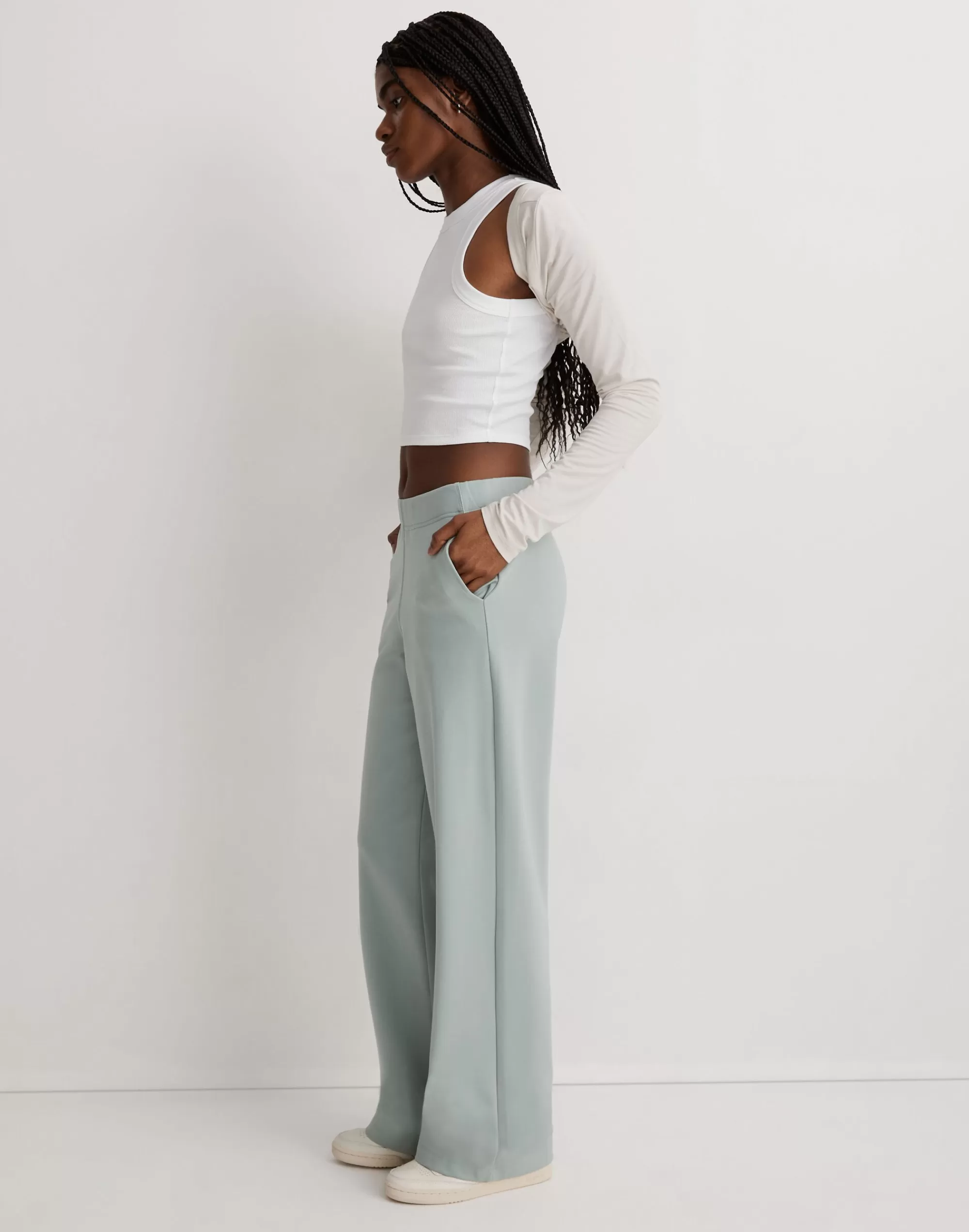 Madewell Activewear>Mwl Ponte Wide-Leg Pants Pale Celadon