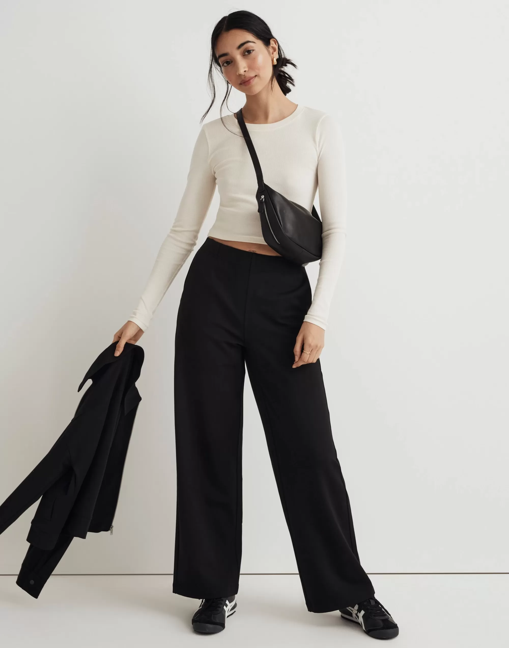 Madewell Sweatshirts & Sweatpants>Mwl Ponte Wide-Leg Pants True Black