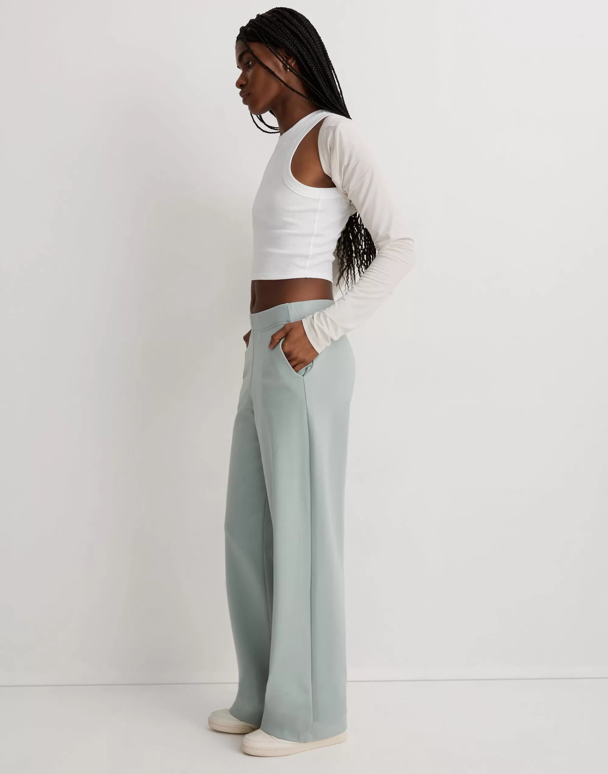 Madewell Pants>Mwl Ponte Wide-Leg Pants Pale Celadon