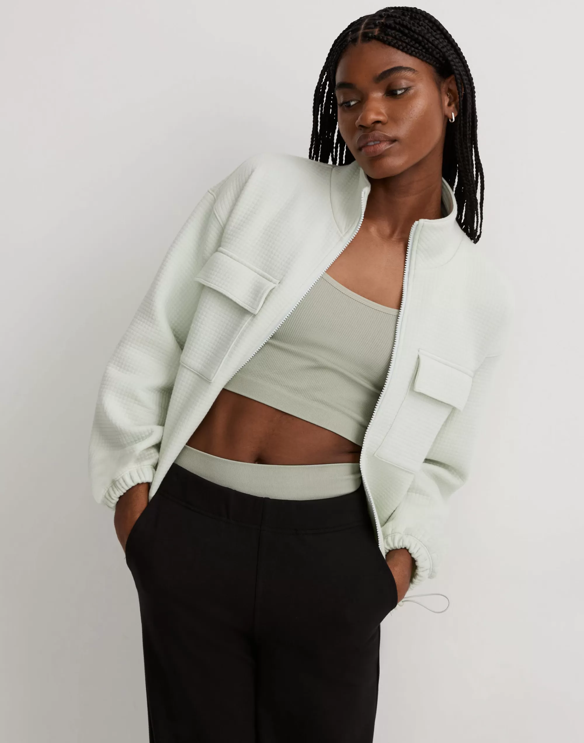 Madewell Sweatshirts & Sweatpants>Mwl Quilted Jacquard Zip Jacket Iced Mint