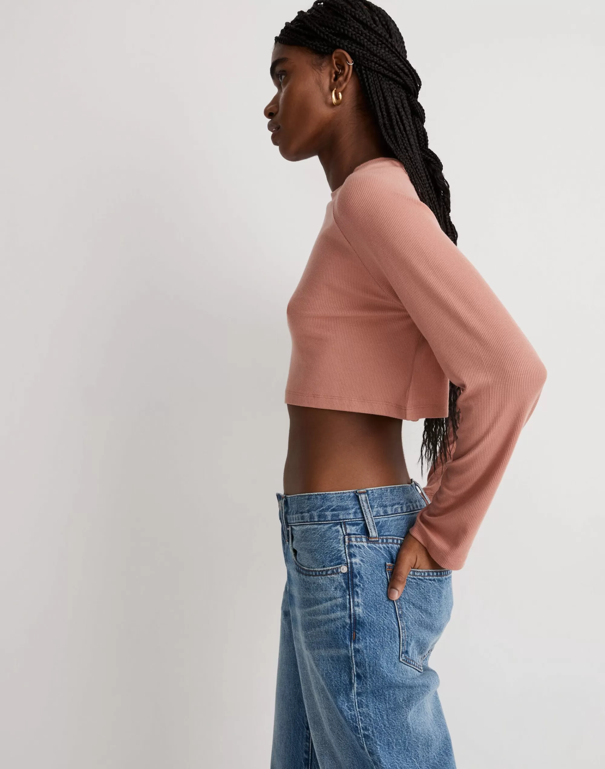 Madewell Tees>Mwl Raglan Supercropped Tee Dried Rose