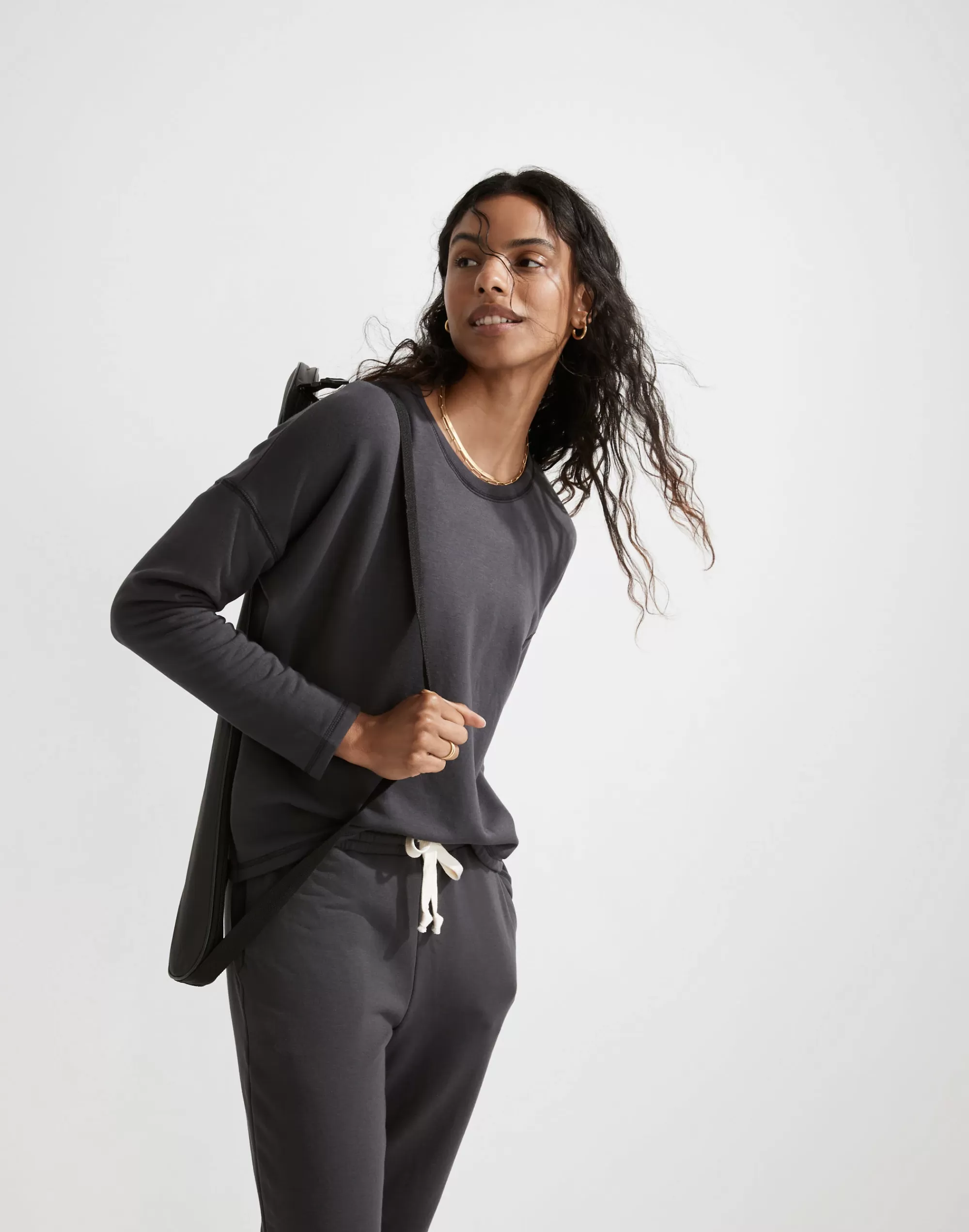 Madewell Sweatshirts & Sweatpants>Mwl Superbrushed Easygoing Sweatshirt Black Coal