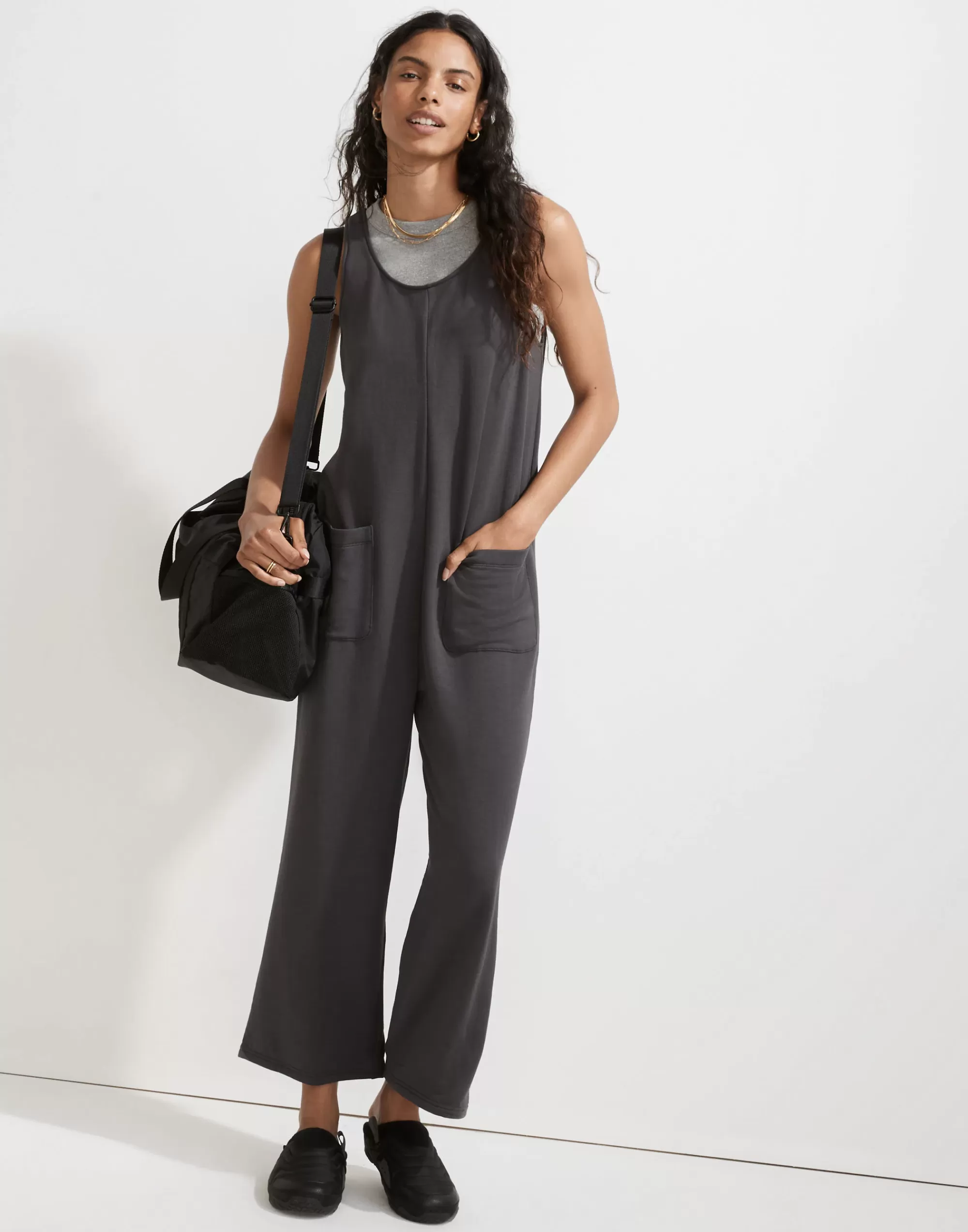 Madewell Jumpsuits & Overalls>Mwl Superbrushed Pull-On Jumpsuit Black Coal