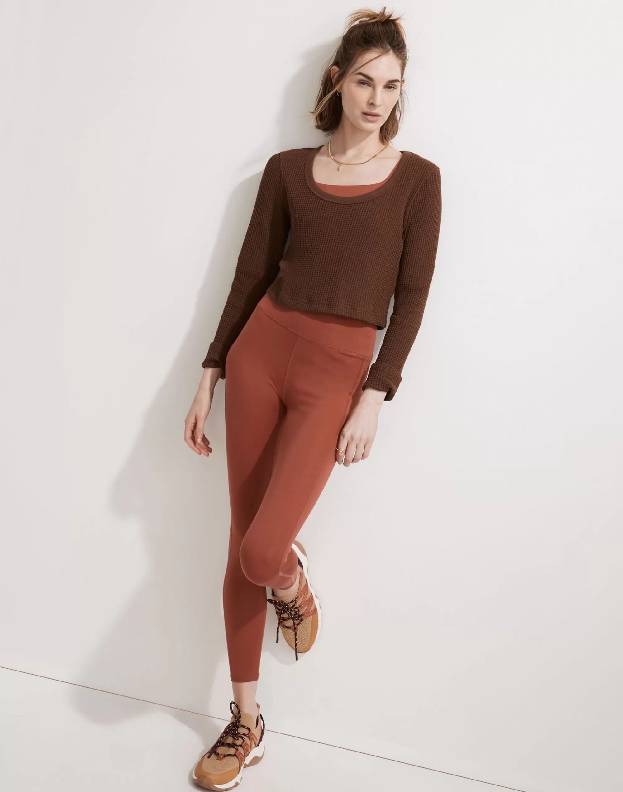 Madewell Activewear>Mwl Waffle Long-Sleeve Supercropped Tee Forage