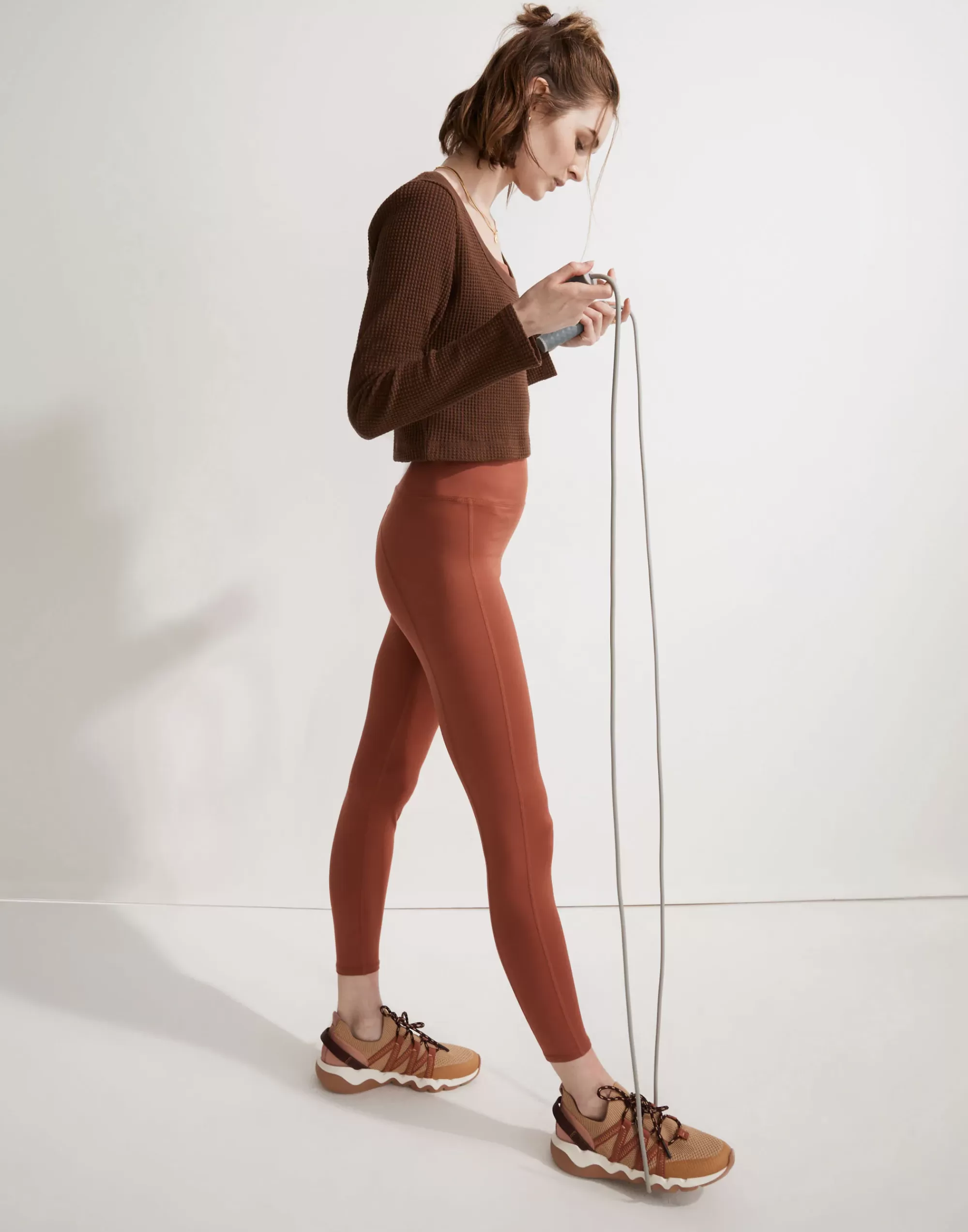 Madewell Activewear>Mwl Waffle Long-Sleeve Supercropped Tee Forage