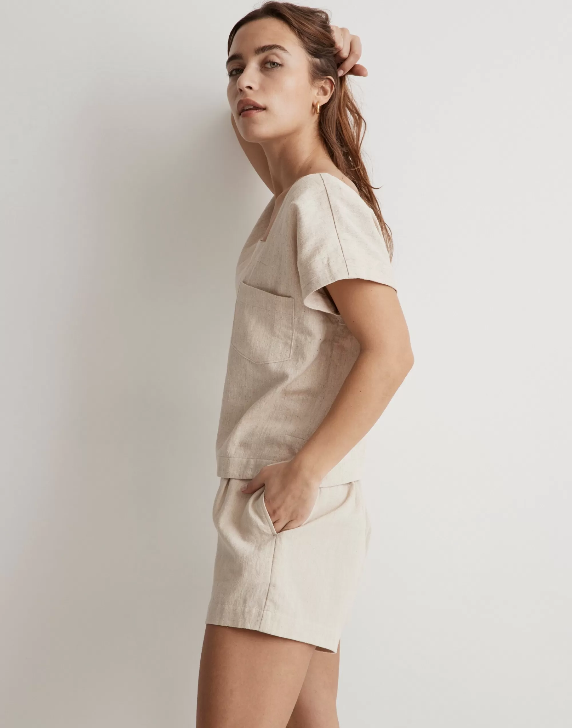 Madewell Tops & Shirts>Natural Linen-Cotton Square-Neck Top Natural Undyed