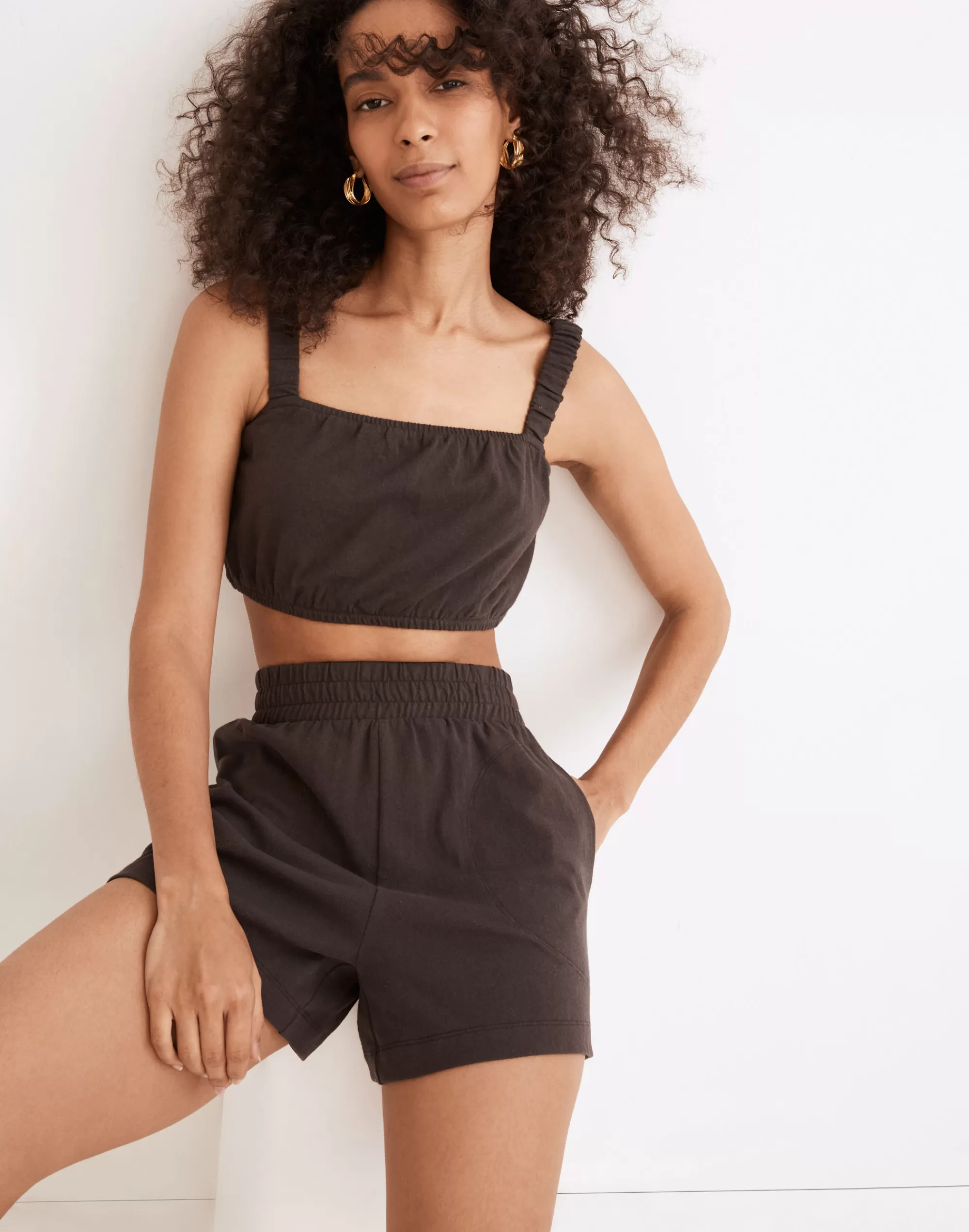 Madewell Tees>Organic Cotton Crop Tank Deep Coal