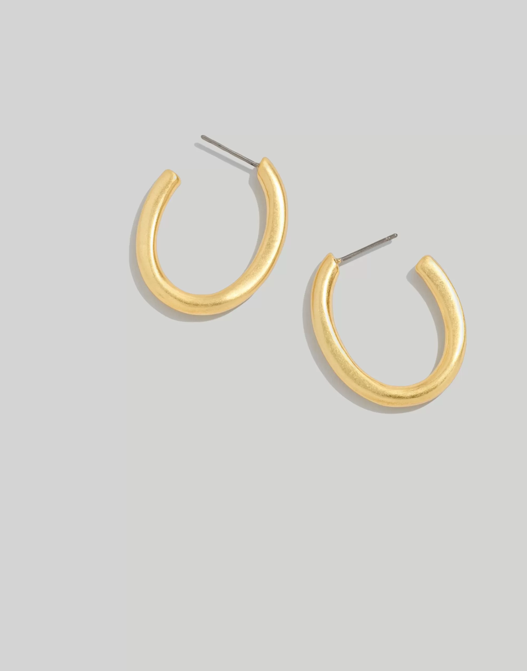 Madewell Earrings>Oval Medium Hoop Earrings Vintage Gold