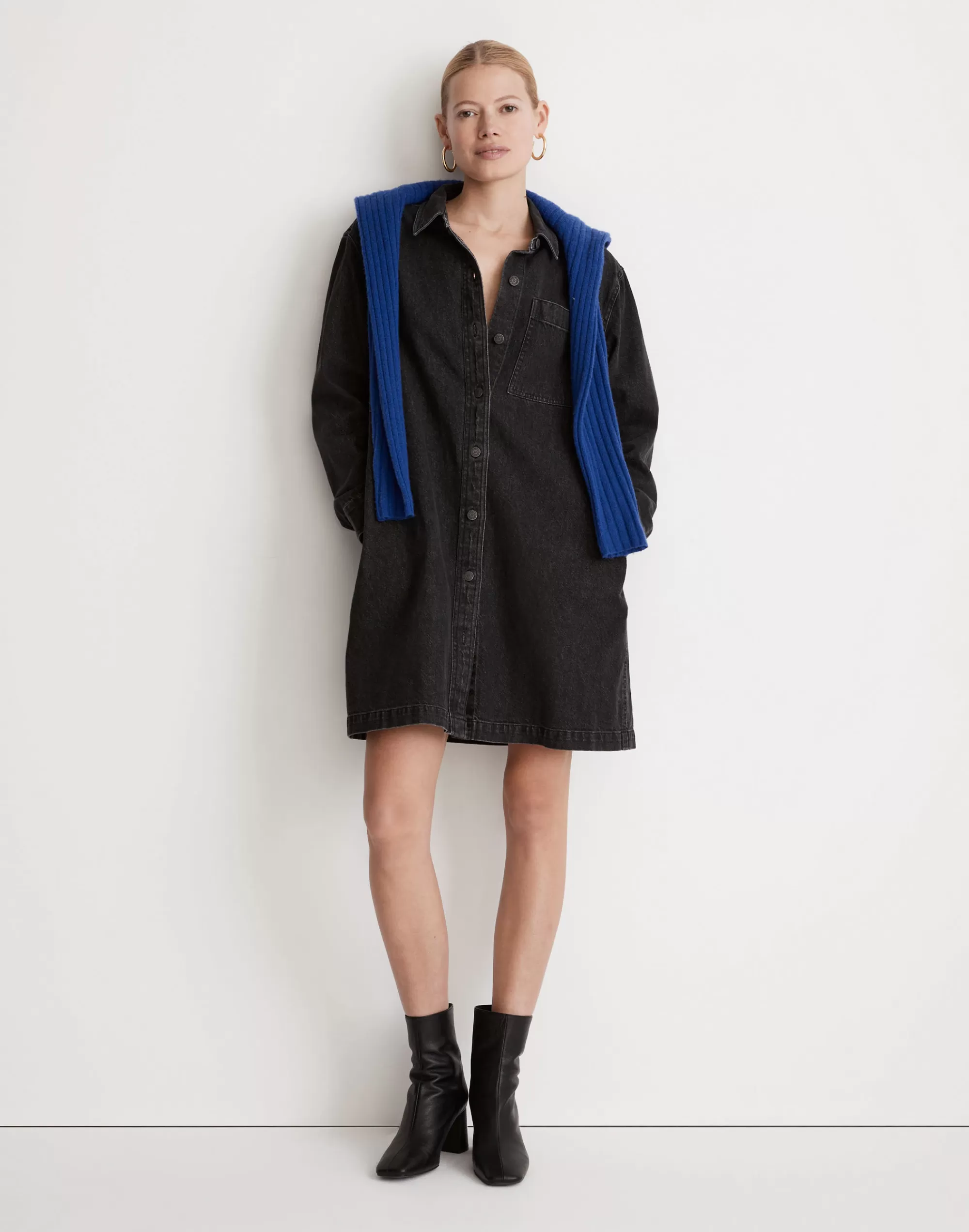 Madewell Dresses>Oversized Denim Shirtdress In Lunar Wash