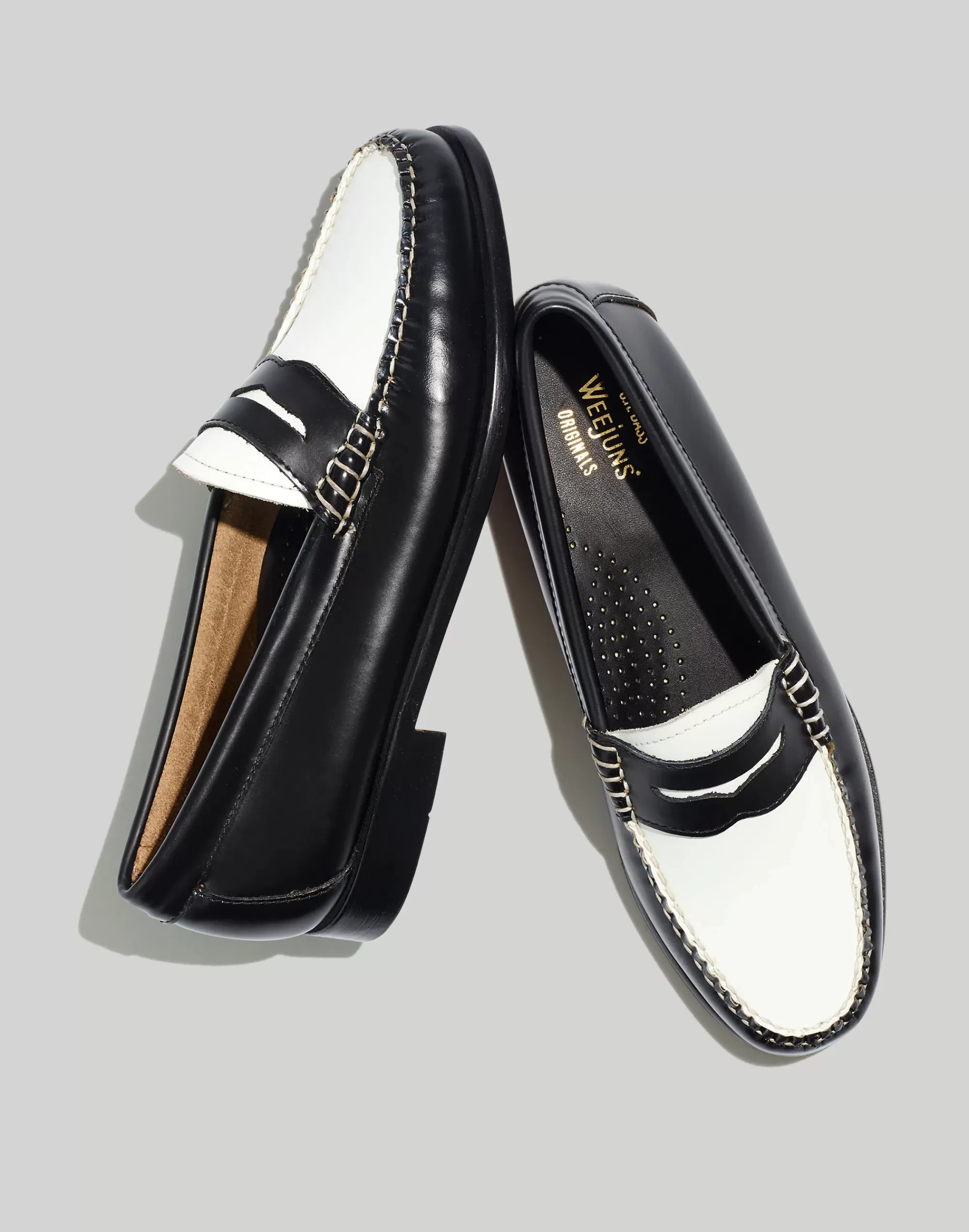 Madewell Flats>Penny Loafers Black/White