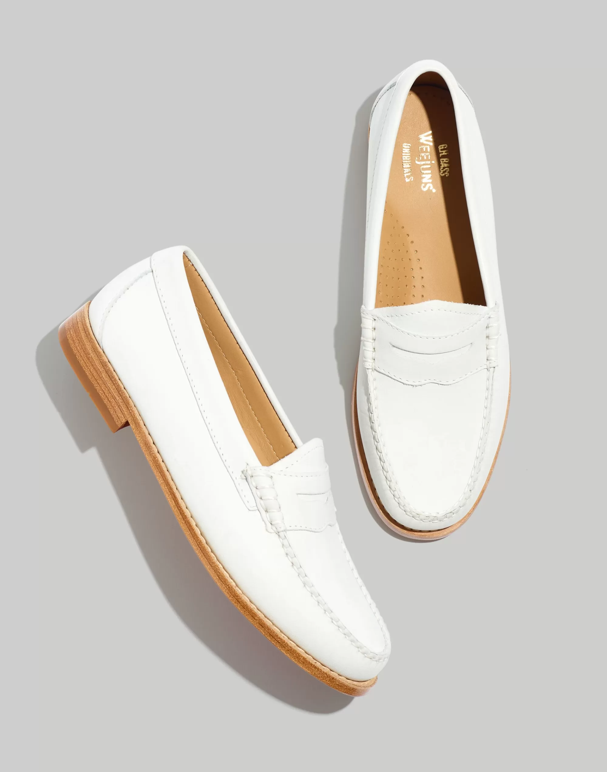 Madewell Flats>Penny Loafers White Soft Calf