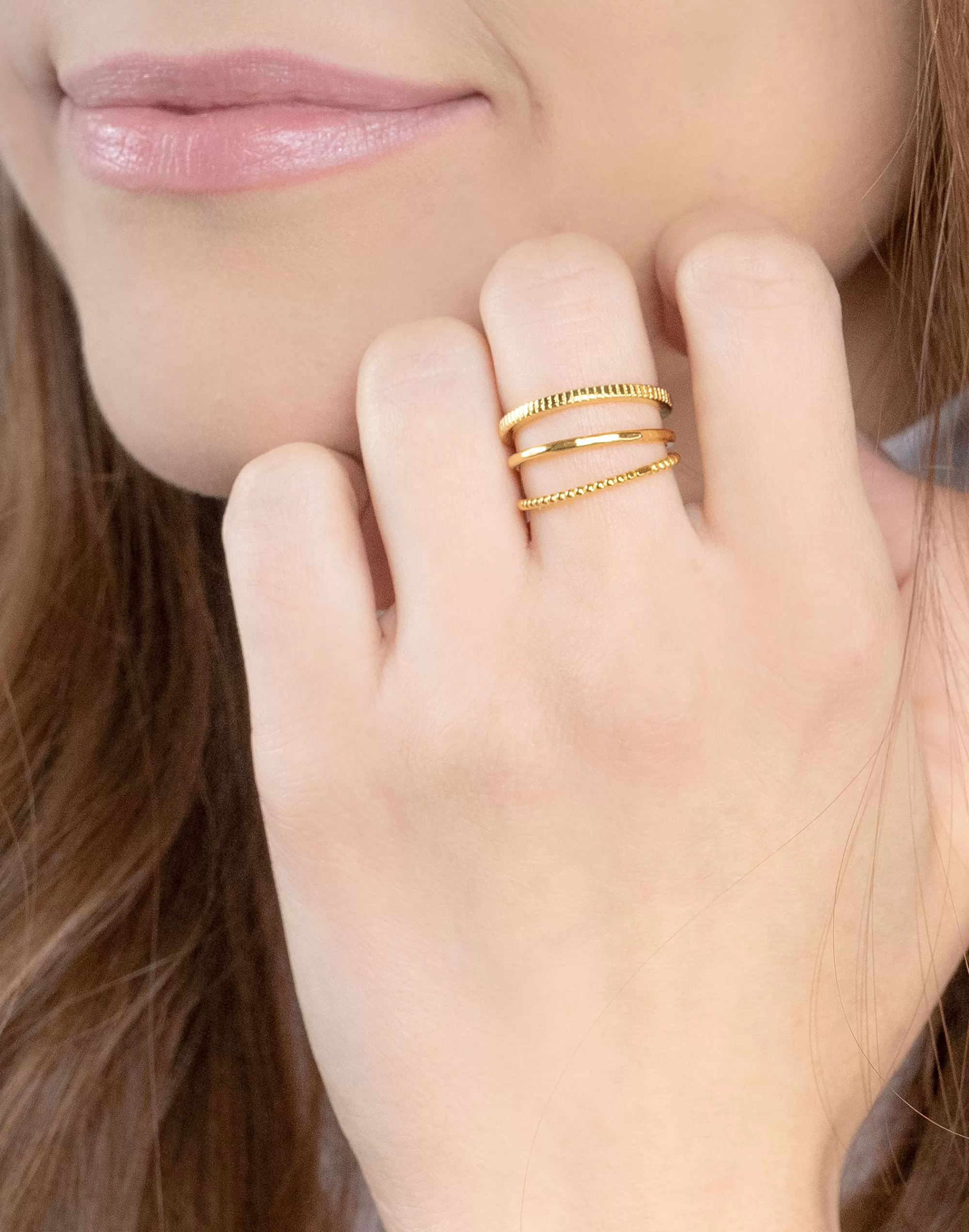 Madewell Rings>-Plated Minimal Ring Set Gold