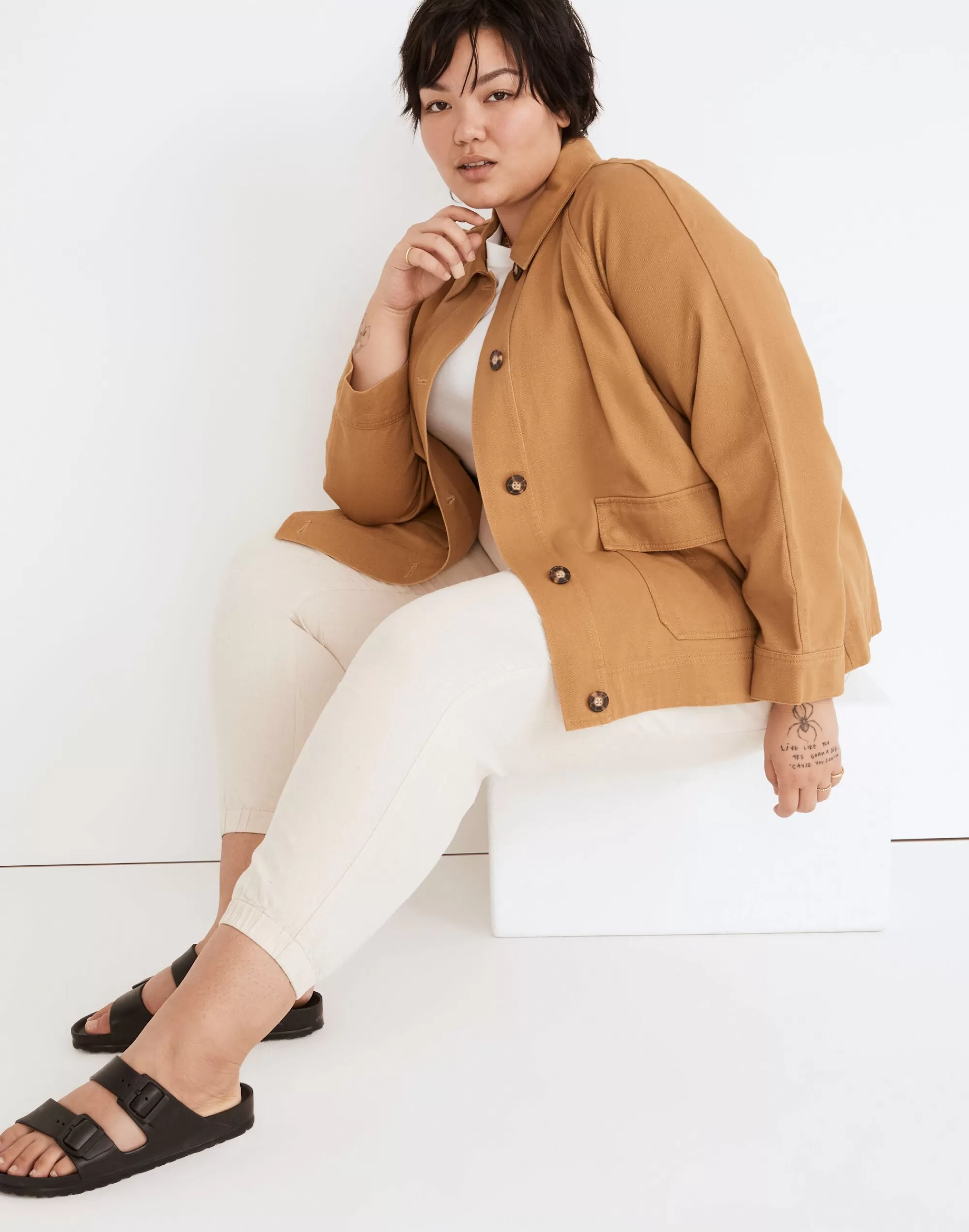 Madewell Jackets>Plus Bankford Swing Chore Jacket Sahara Sand