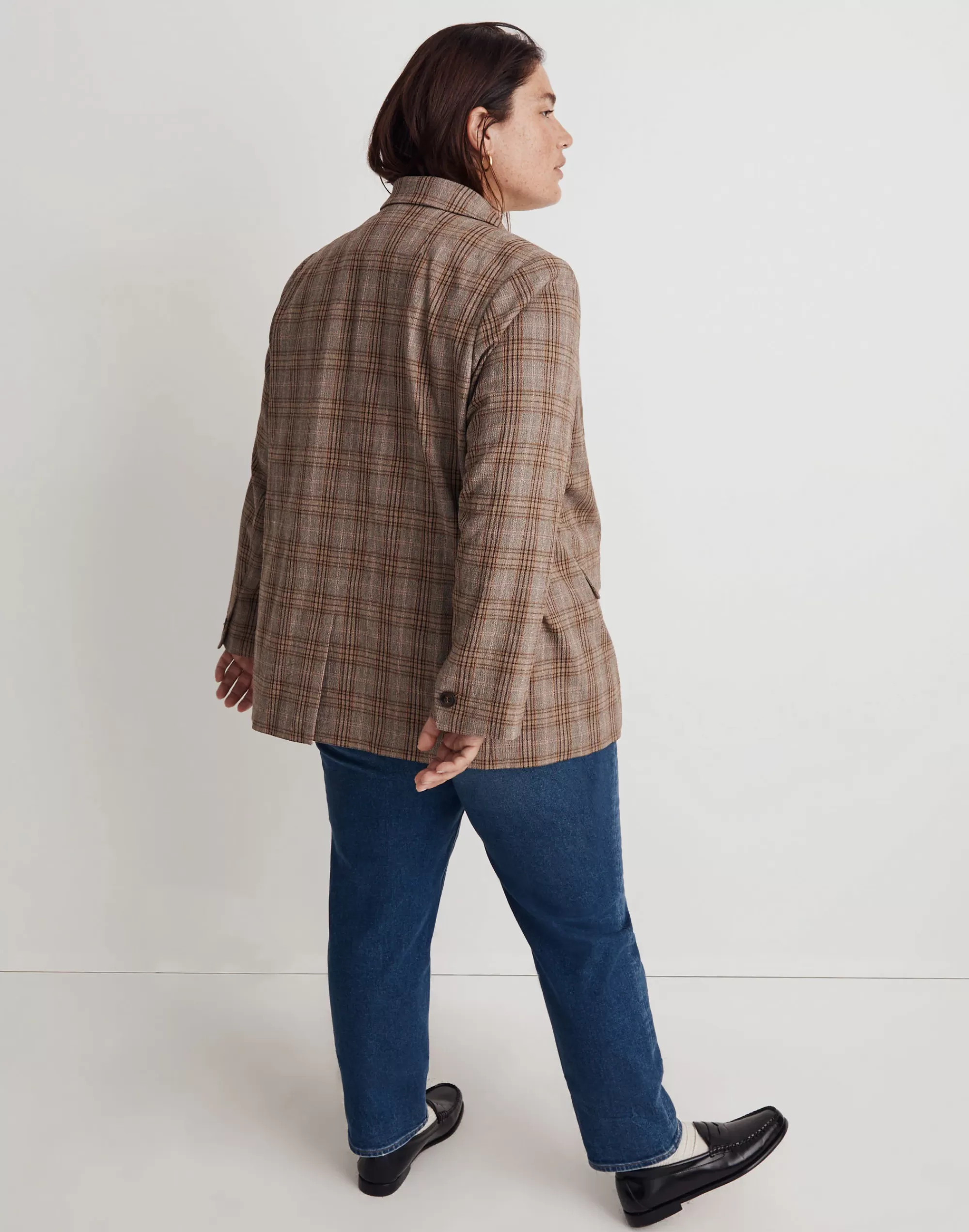 Madewell Blazers>Plus Caldwell Double-Breasted Blazer In Wardlow Plaid Ivan Tartan Plaid