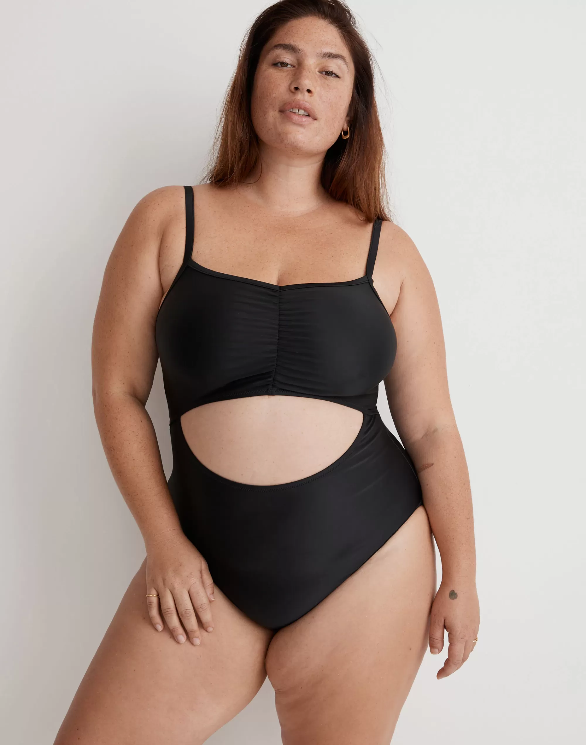 Madewell Swim>Plus Cinched Cutout One-Piece Swimsuit True Black