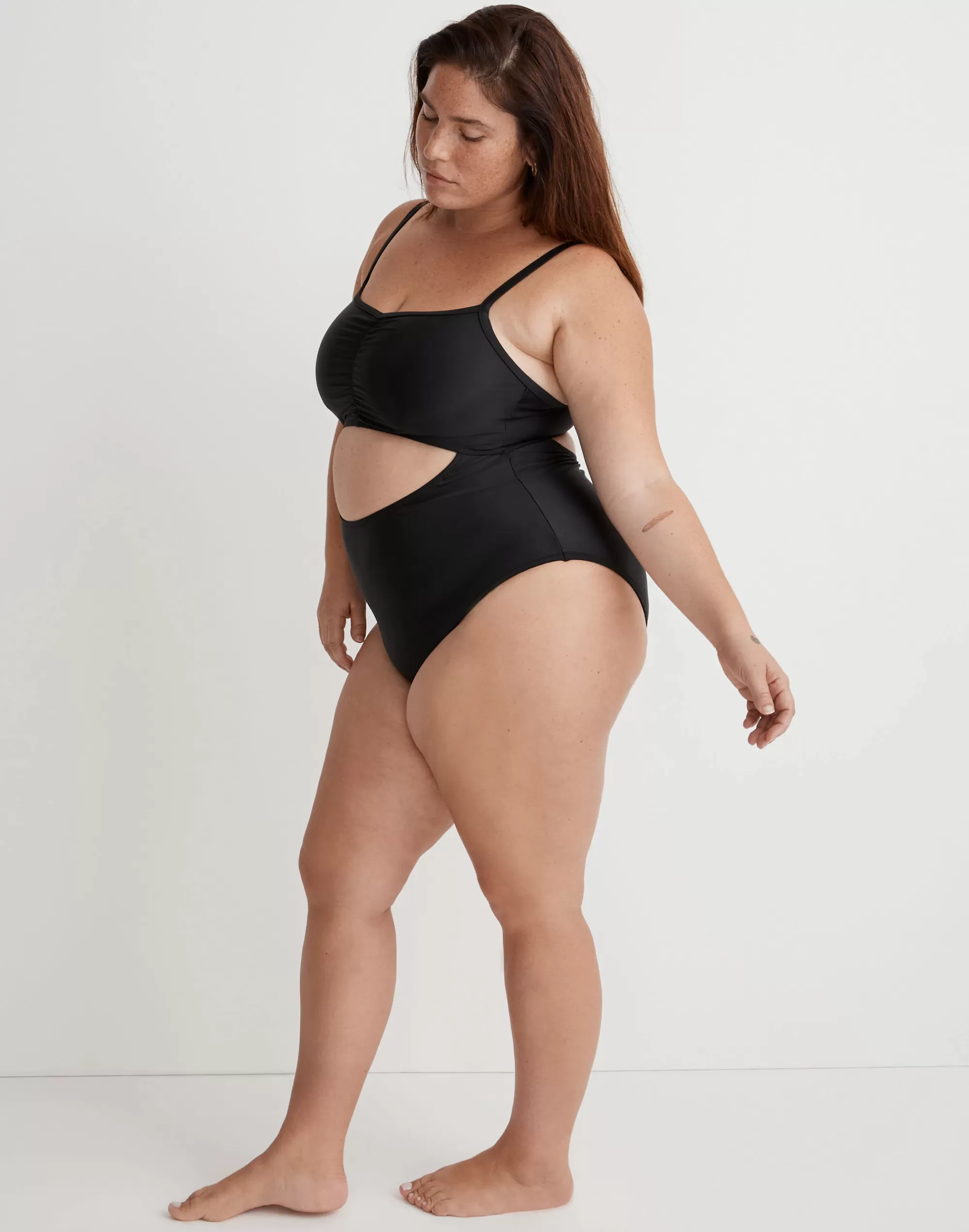 Madewell Swim>Plus Cinched Cutout One-Piece Swimsuit True Black