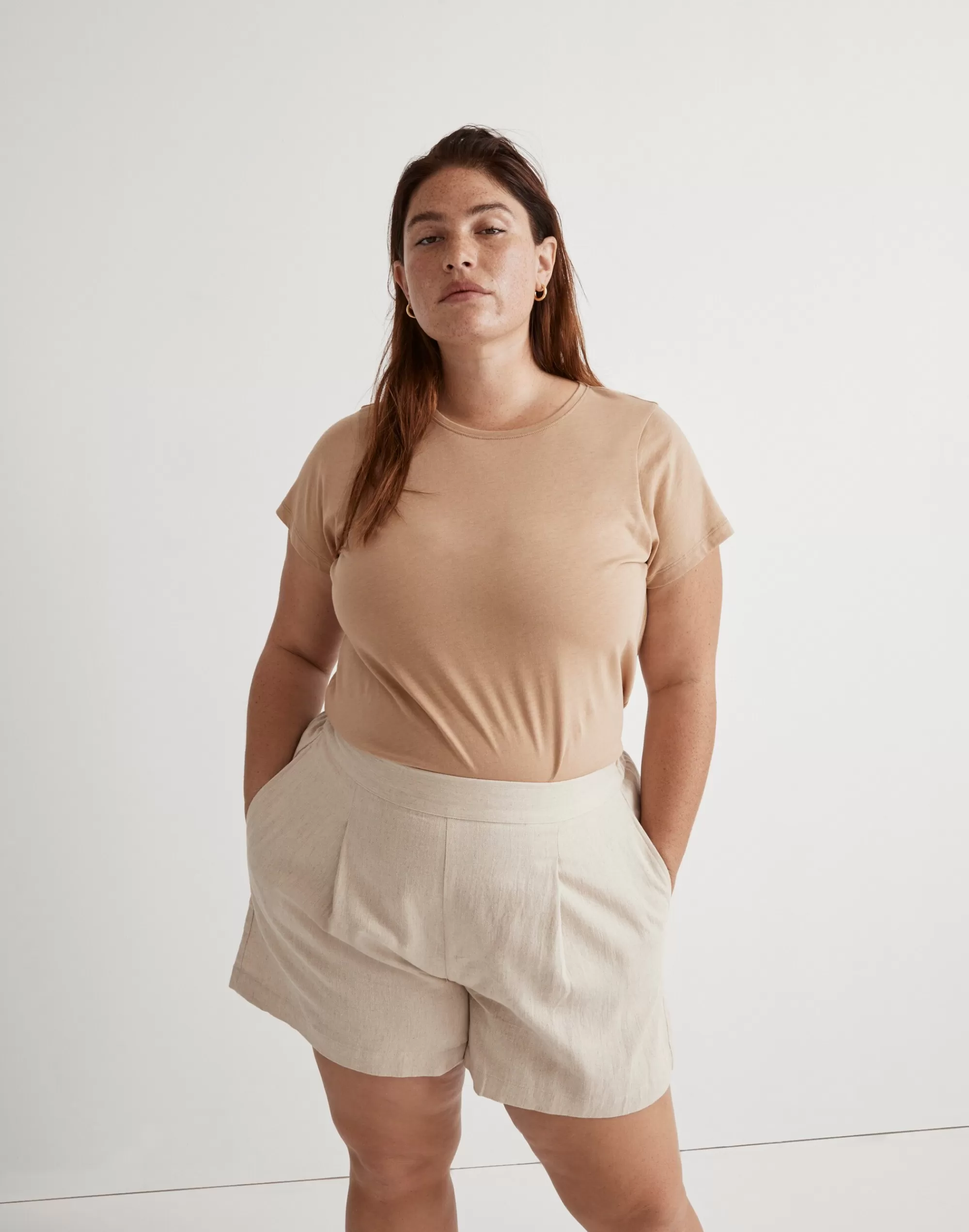 Madewell Shorts>Plus Clean Pull-On Shorts In Linen-Cotton Natural Undyed