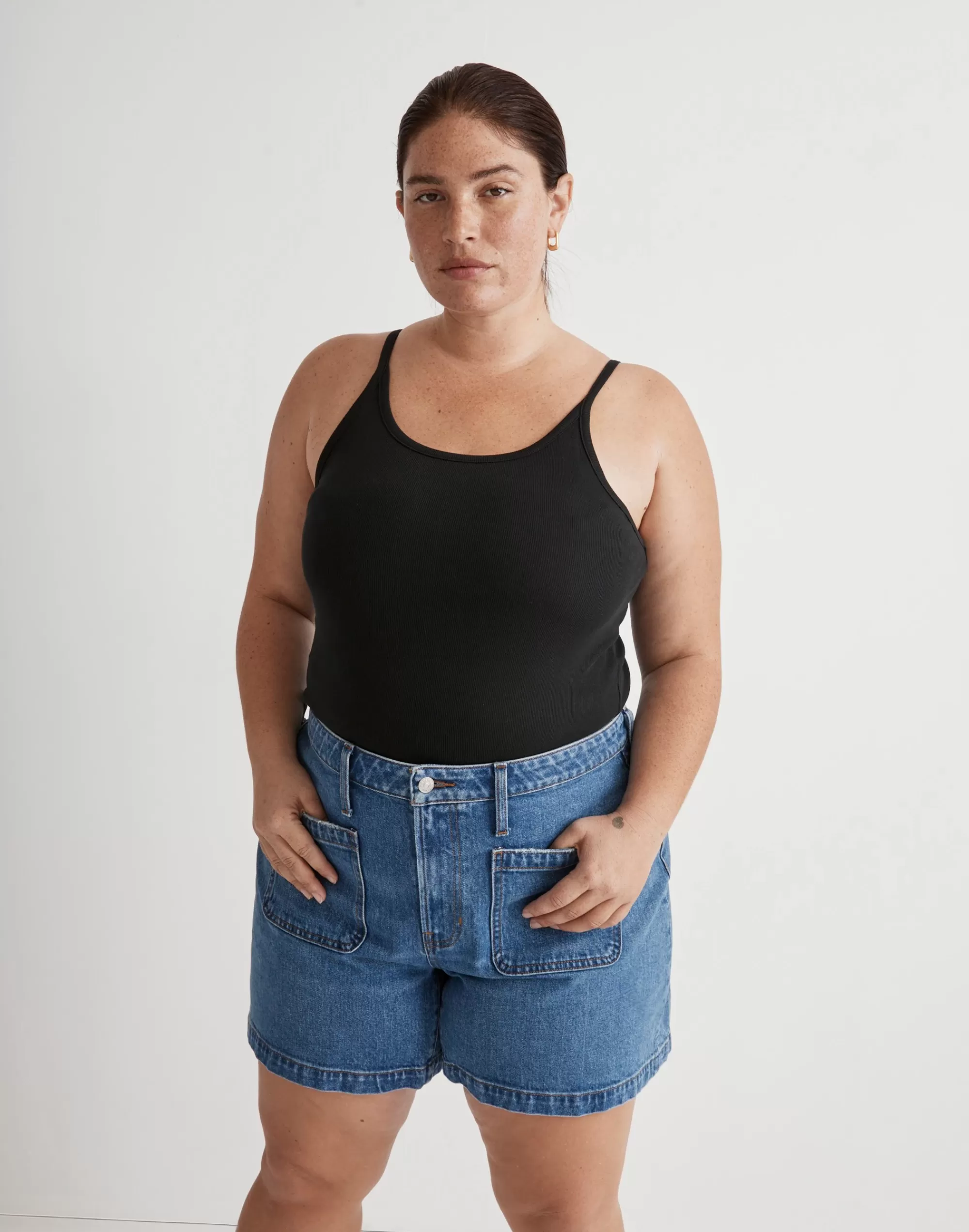 Madewell Curvy Shorts>Plus Curvy Patch-Pocket Denim Shorts In Earlwood Wash