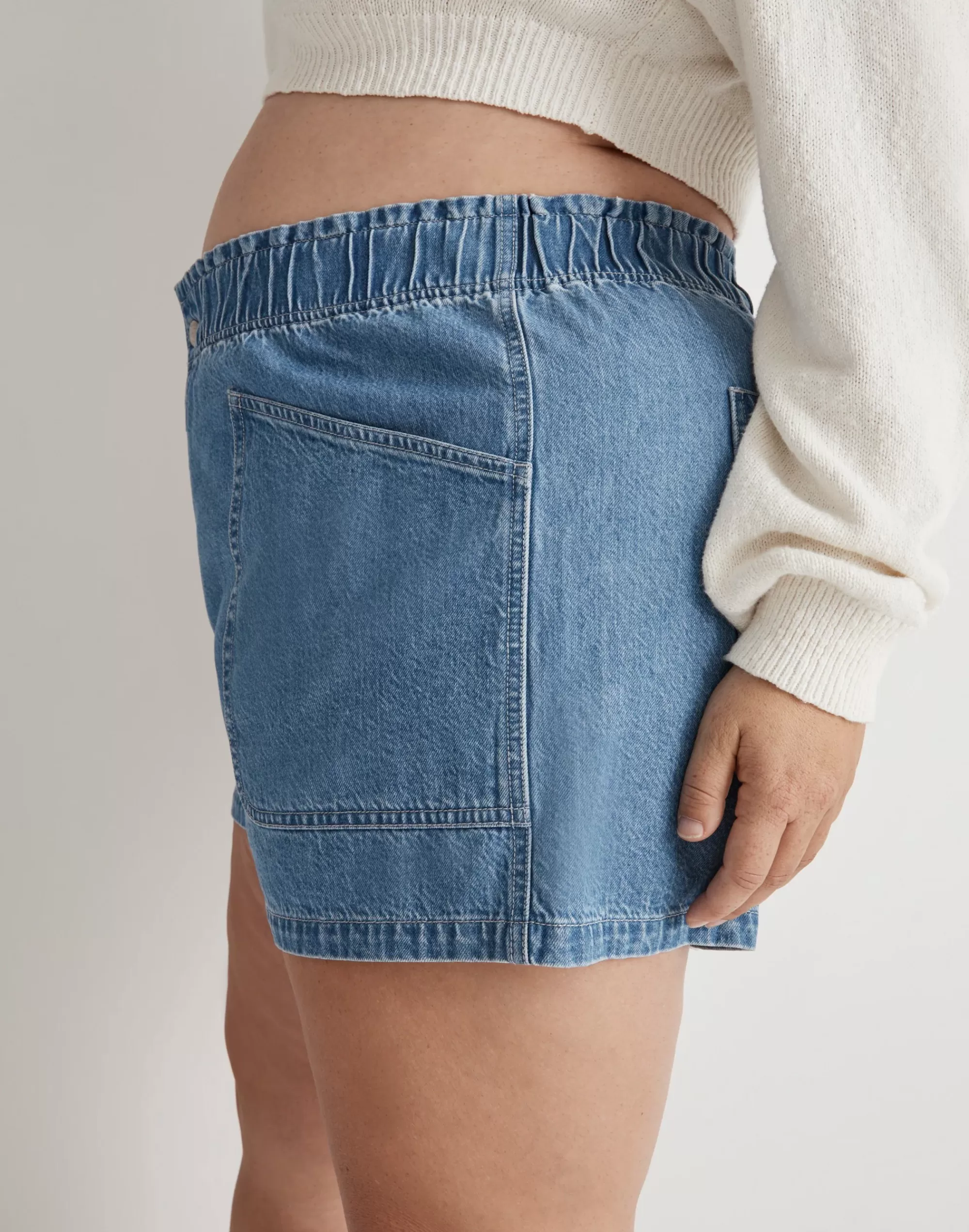 Madewell Relaxed Shorts>Plus Denim Pull-On Paperbag Utility Shorts In Arcwood Wash