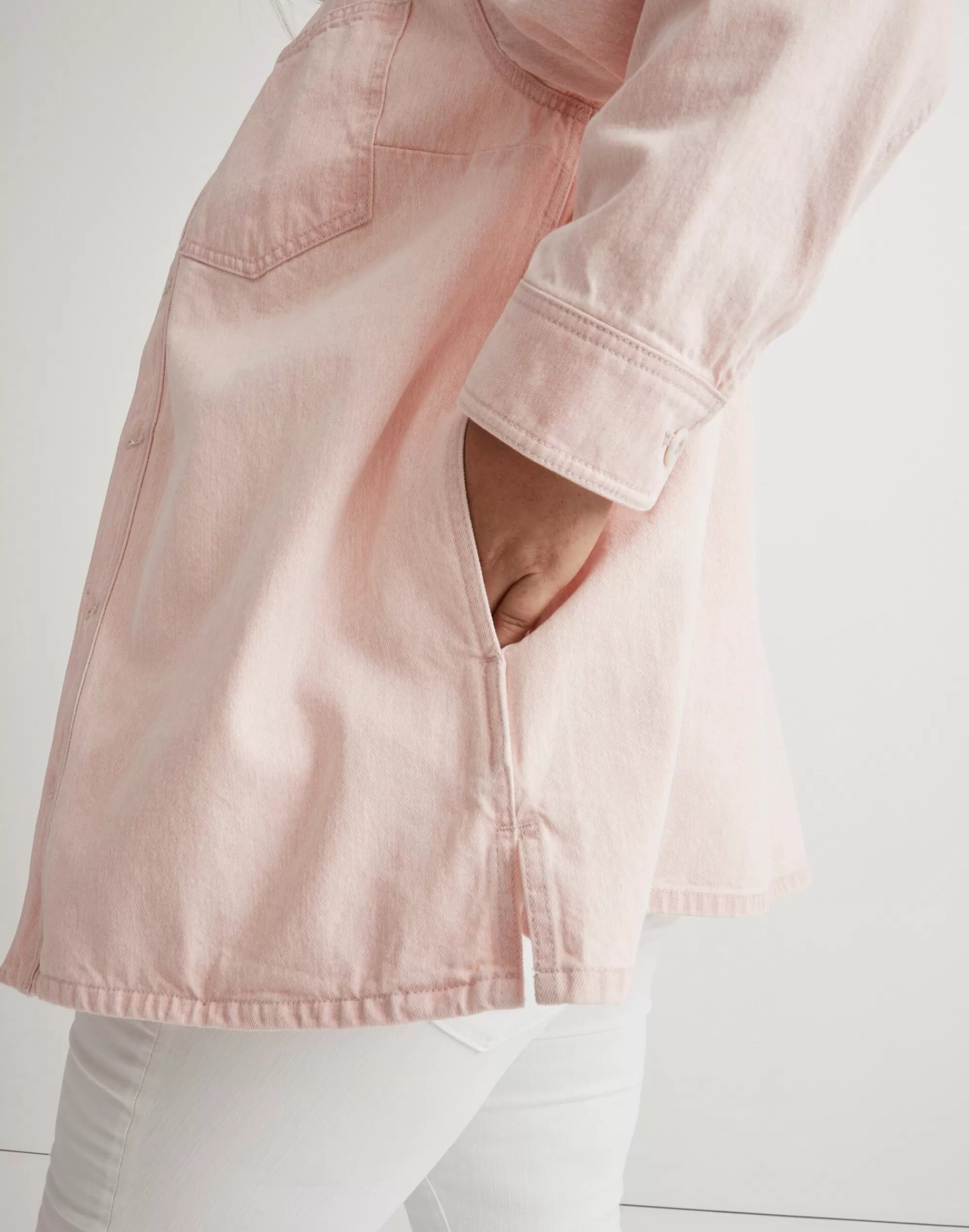 Madewell Jackets>Plus Denim Shirt-Jacket: Botanical Yarn-Dye Edition Light Pink Wash