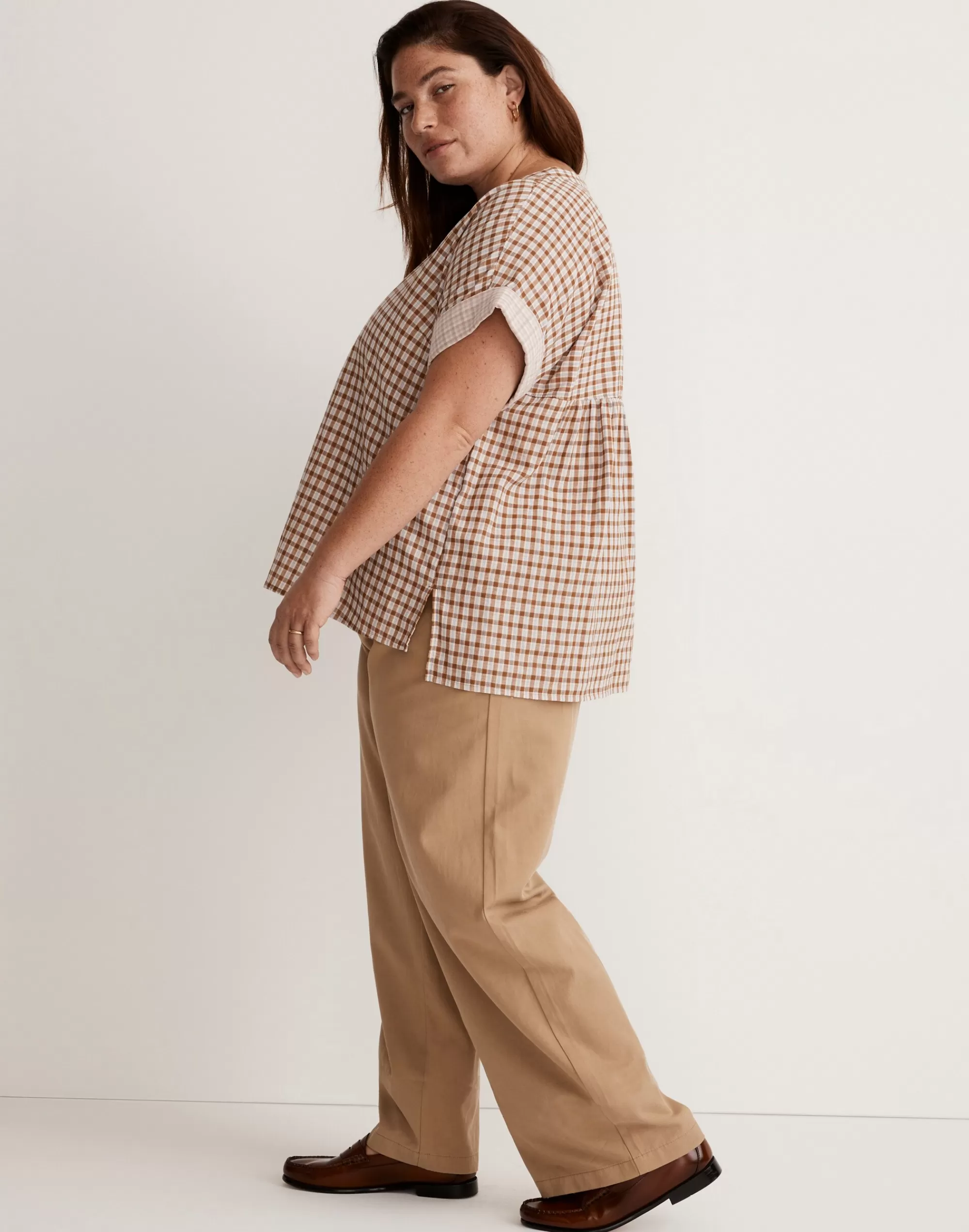 Madewell Tops & Shirts>Plus Double-Faced Lakeline Popover Shirt Sepia