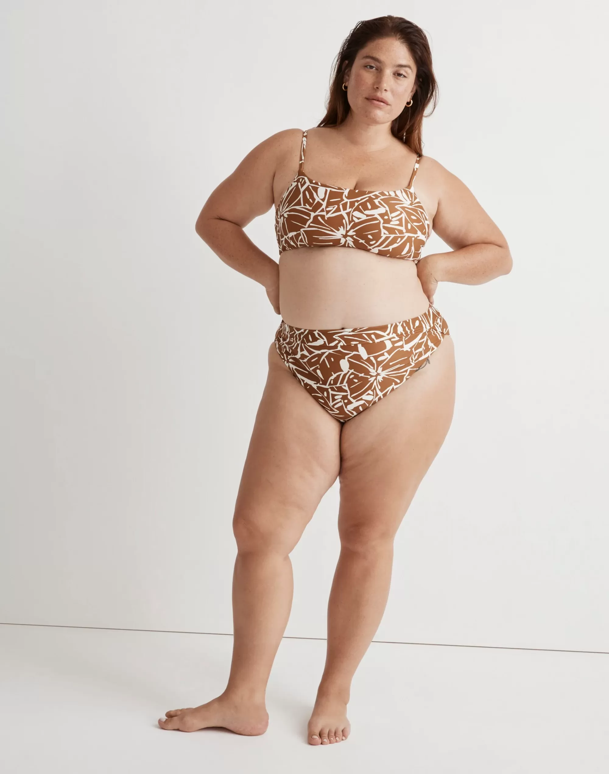 Madewell Swim>Plus High-Rise Crossover Bikini Bottom Sepia