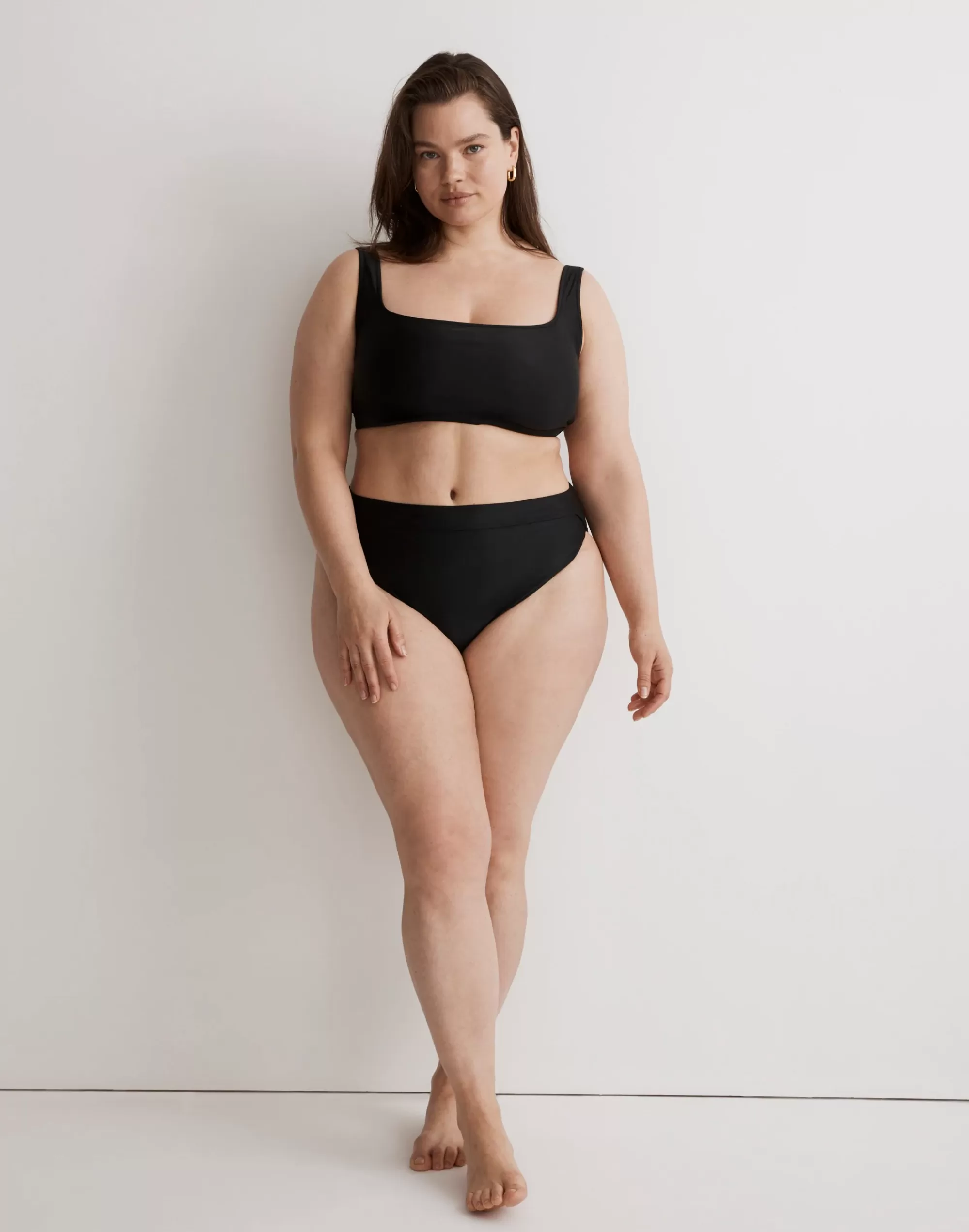 Madewell Swim>Plus High-Rise Crossover Bikini Bottom True Black