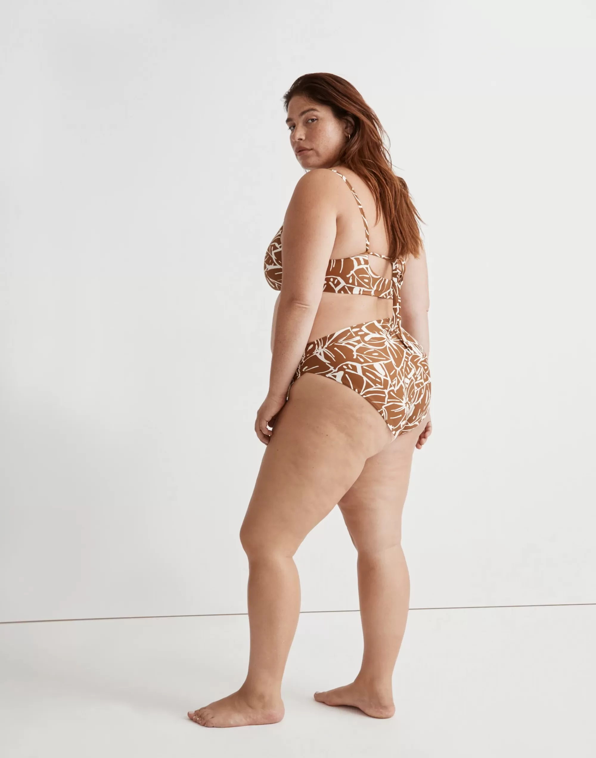 Madewell Swim>Plus High-Rise Crossover Bikini Bottom Sepia