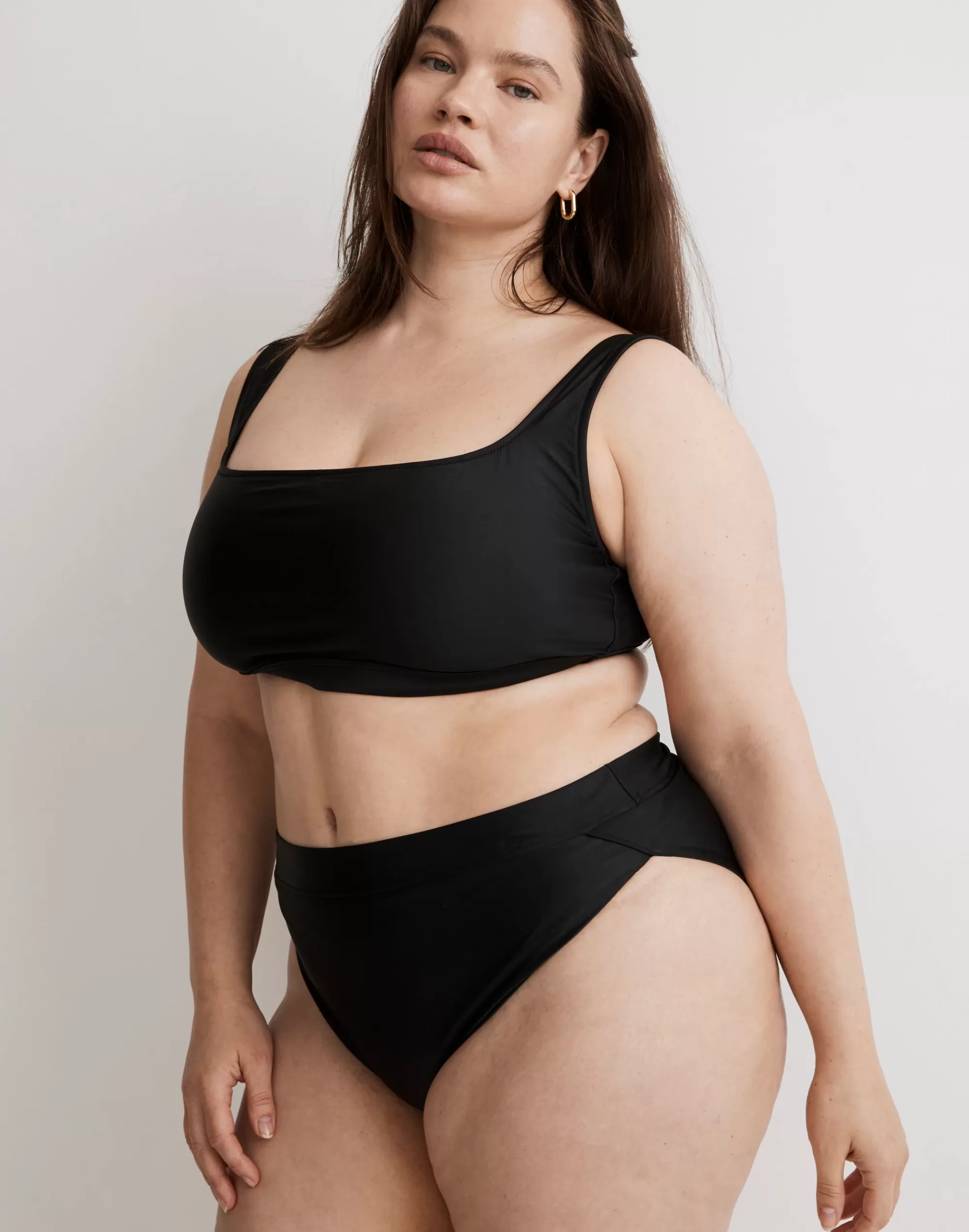 Madewell Swim>Plus High-Rise Crossover Bikini Bottom True Black