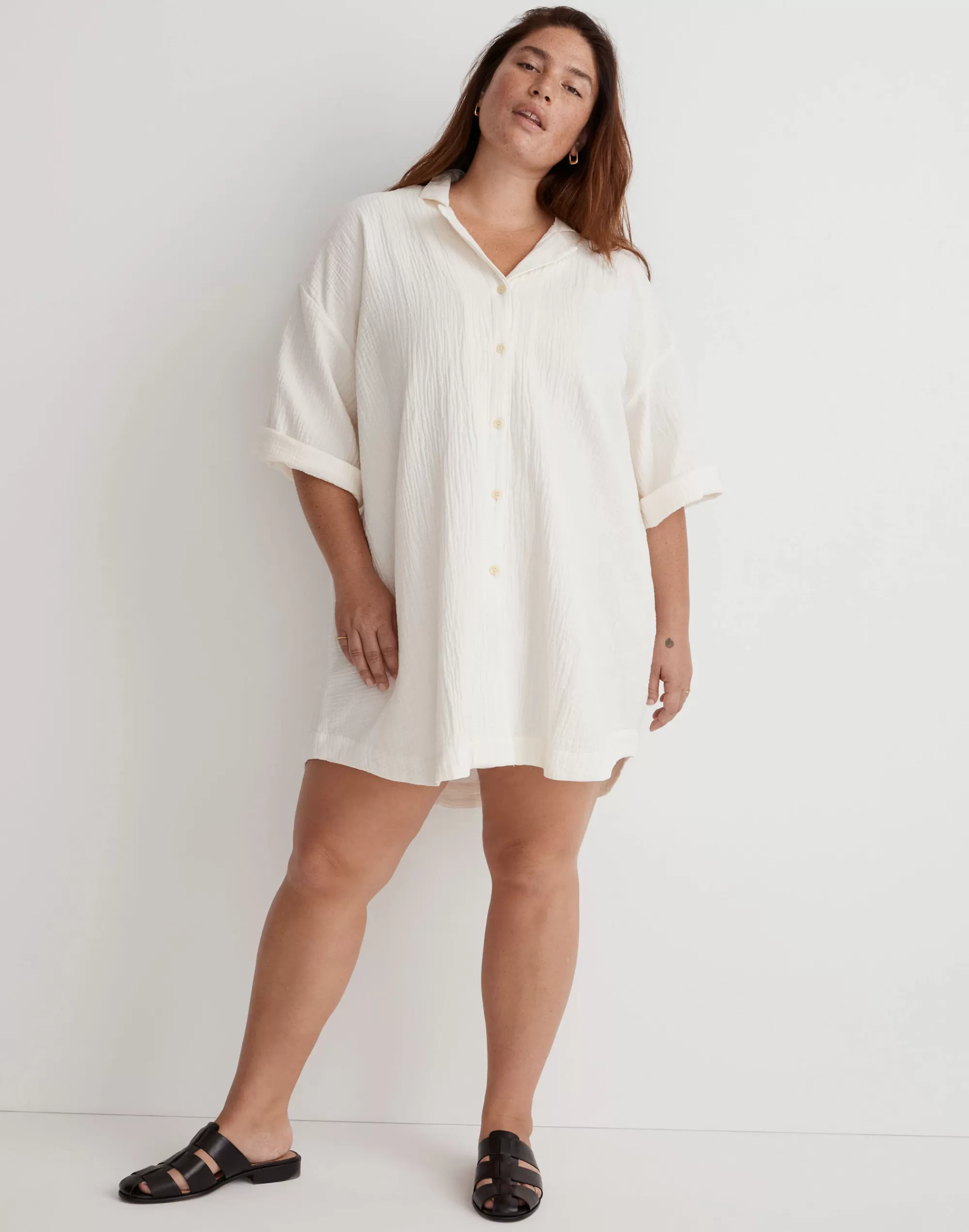 Madewell Dresses>Plus Lightspun Cover-Up Mini Shirtdress Lighthouse