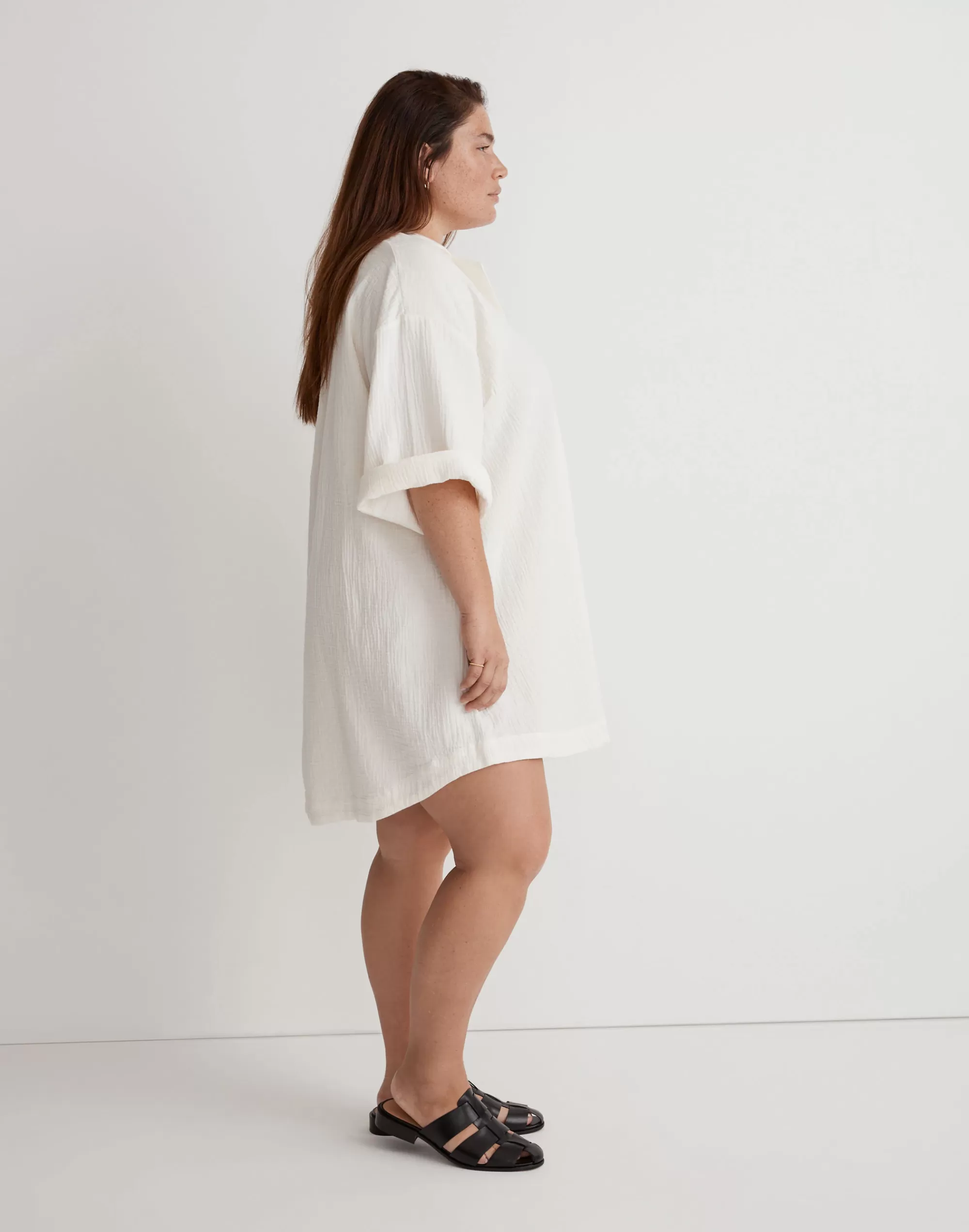 Madewell Dresses>Plus Lightspun Cover-Up Mini Shirtdress Lighthouse