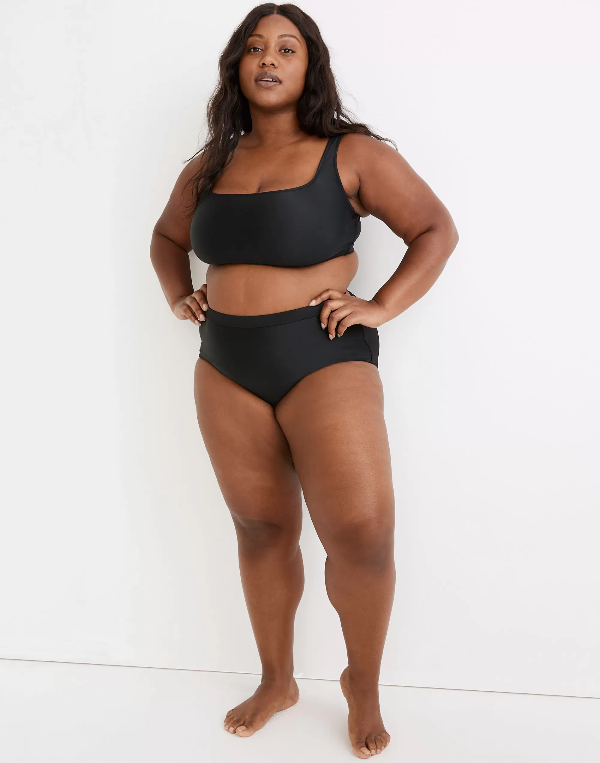 Madewell Swim>Plus Second Wave Retro High-Waisted Bikini Bottom True Black