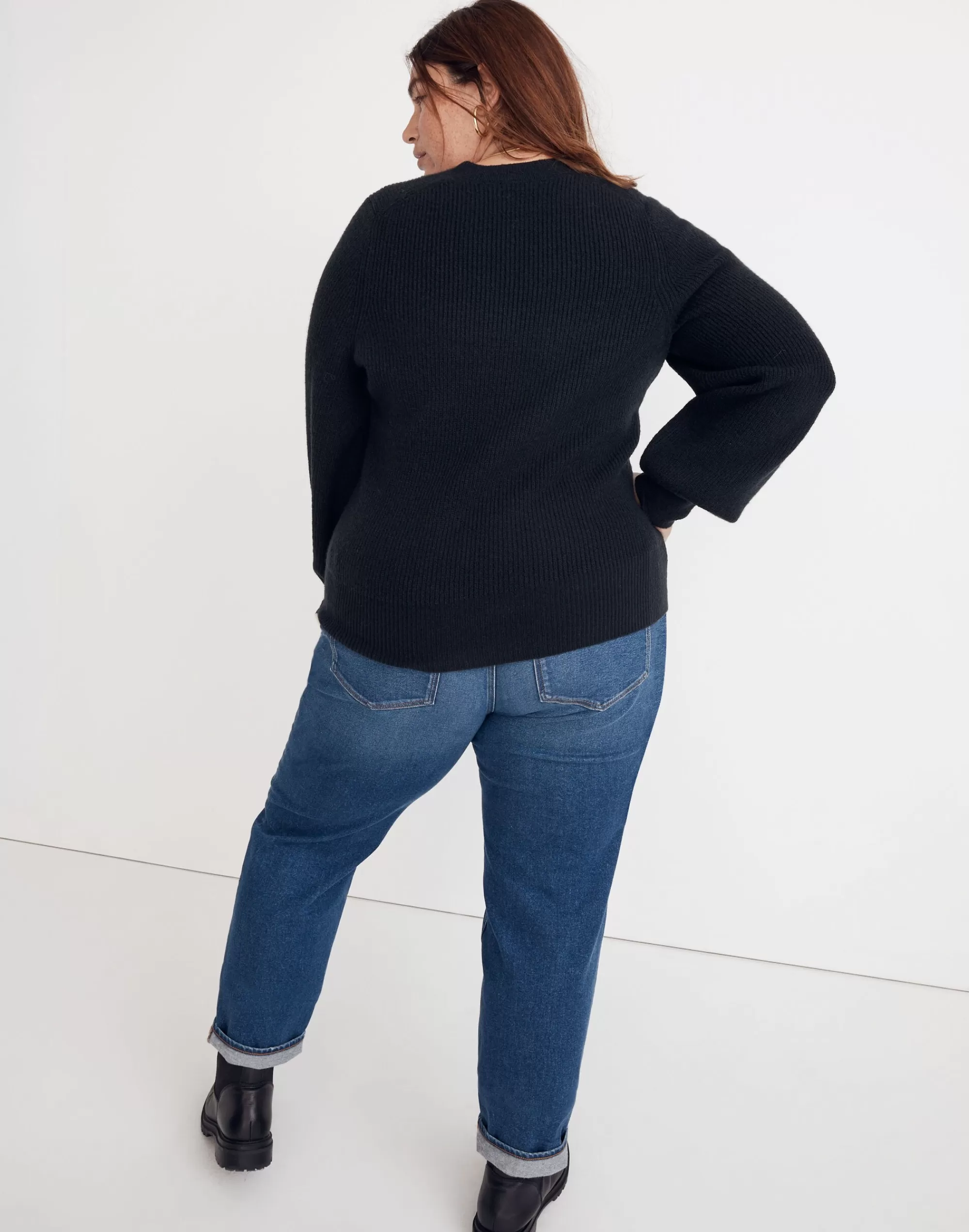 Madewell Sweaters>Plus Melwood Square-Neck Pullover Sweater In Coziest Yarn True Black