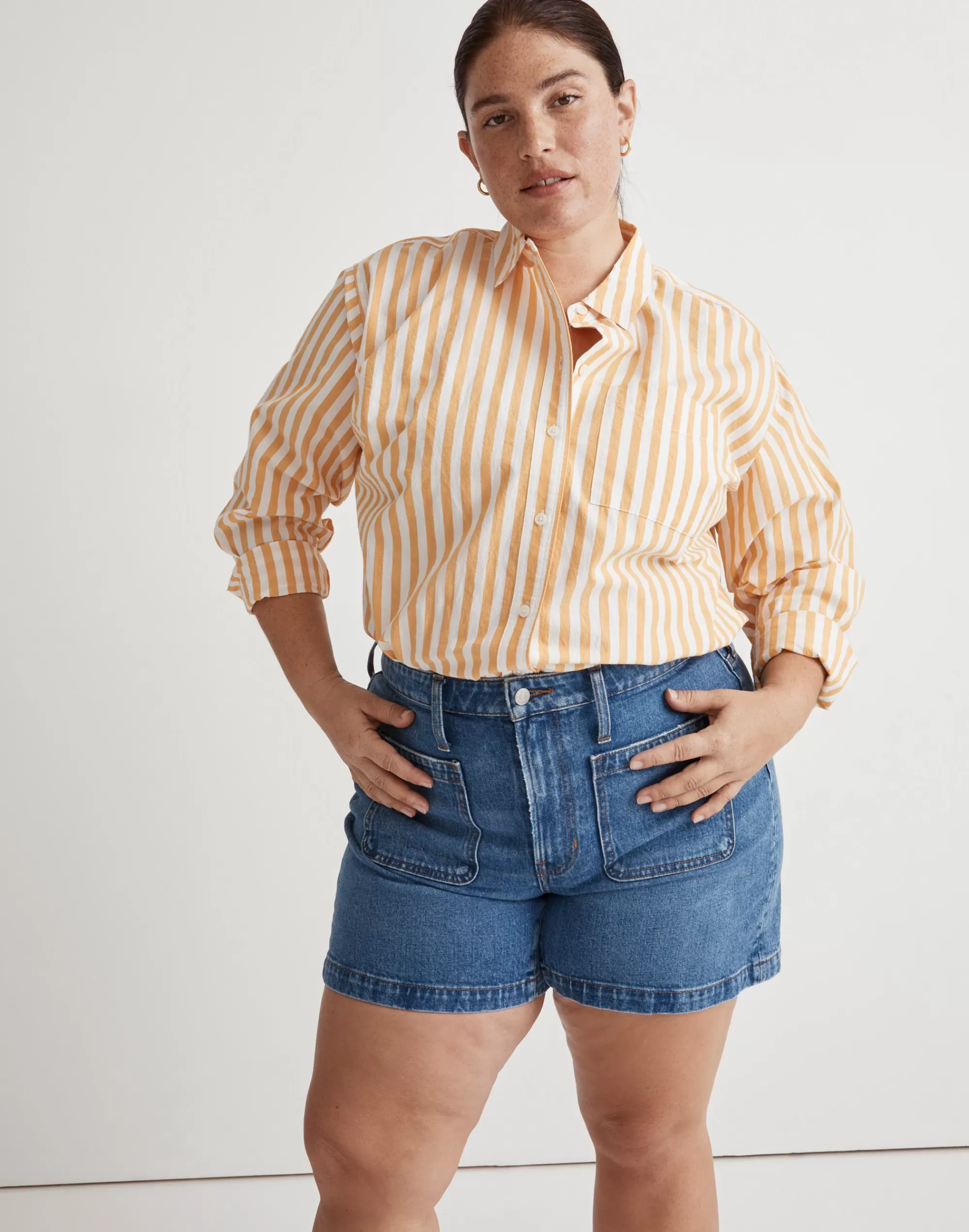 Madewell High-Rise Shorts>Plus Patch-Pocket Denim Shorts In Earlwood Wash