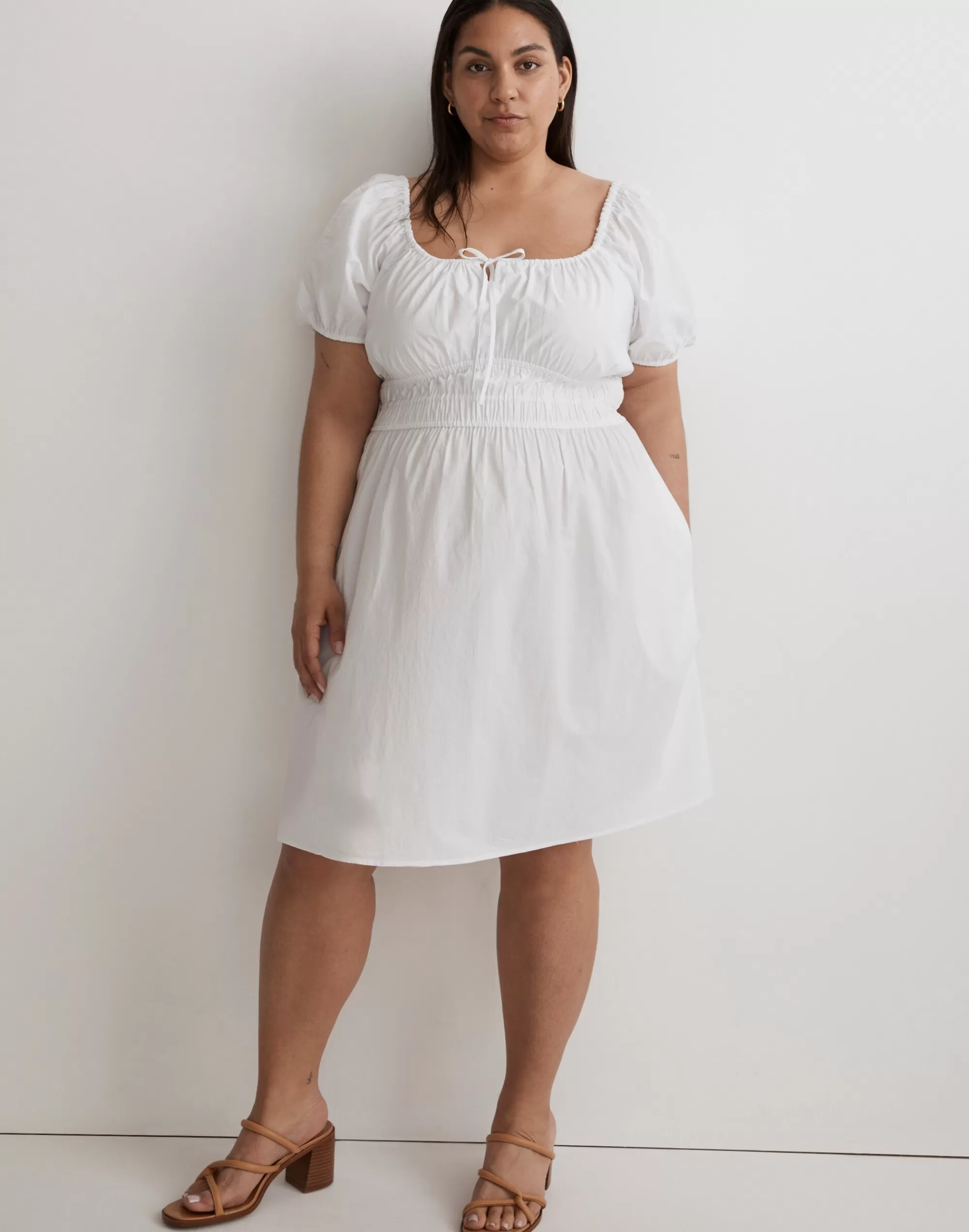 Madewell Dresses>Plus Poplin Sophia Tie-Front Mini Dress Eyelet White