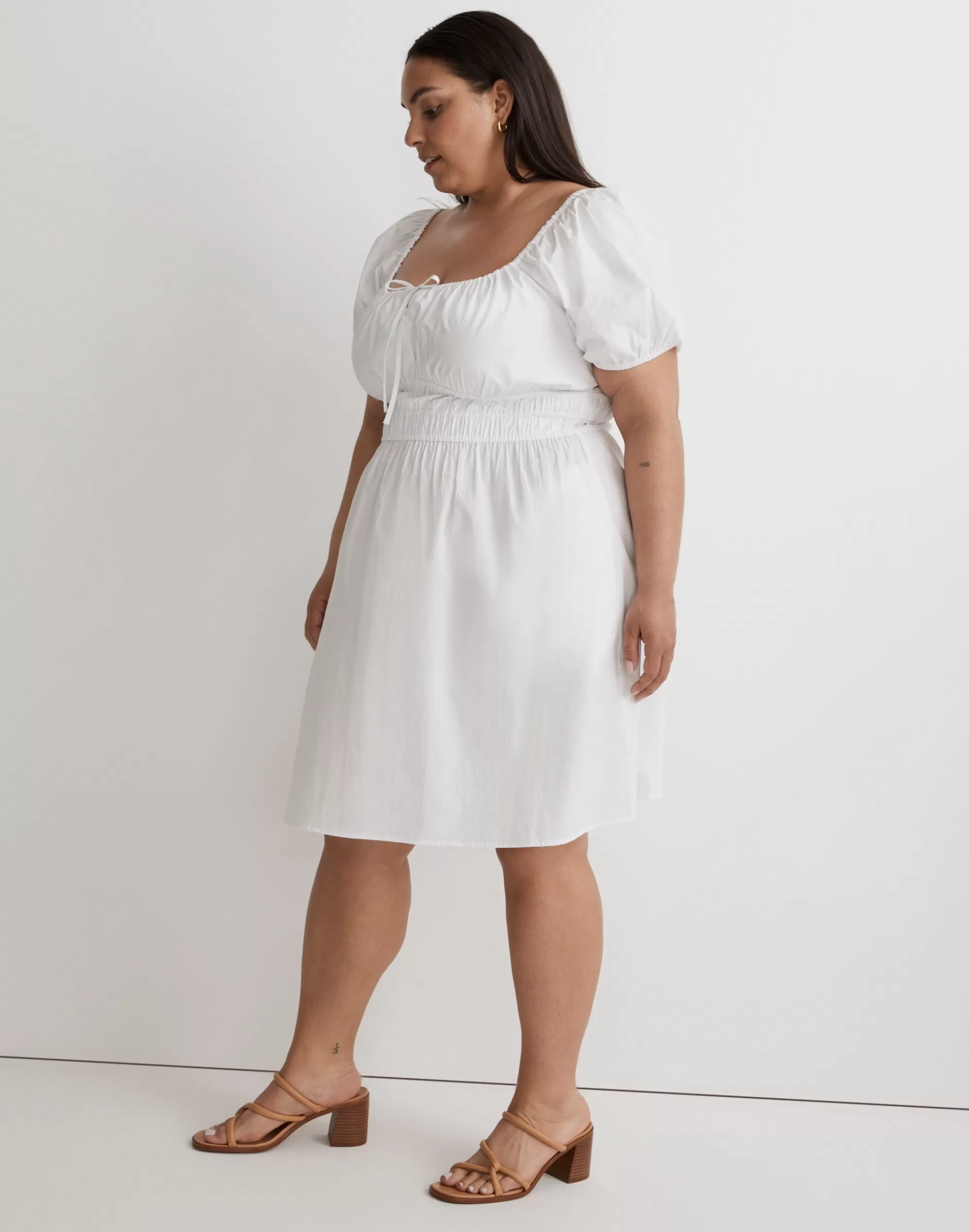 Madewell Dresses>Plus Poplin Sophia Tie-Front Mini Dress Eyelet White