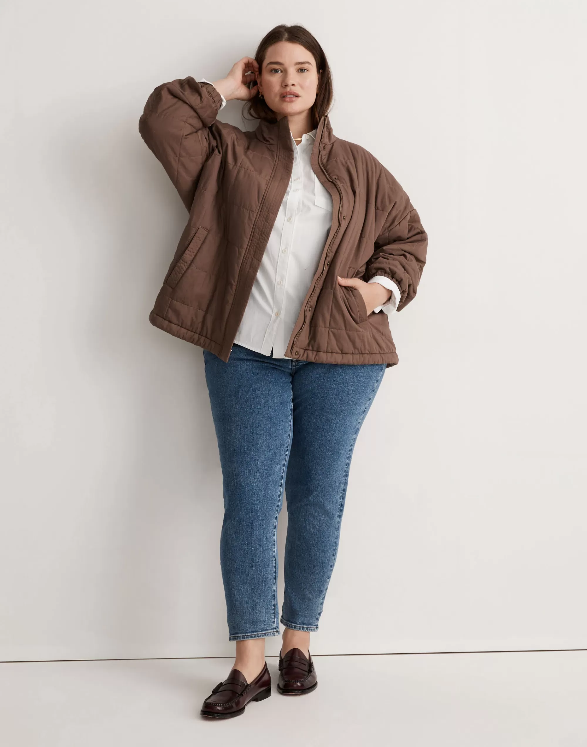 Madewell Jackets>Plus Quilted Bomber Jacket Weathered Taupe