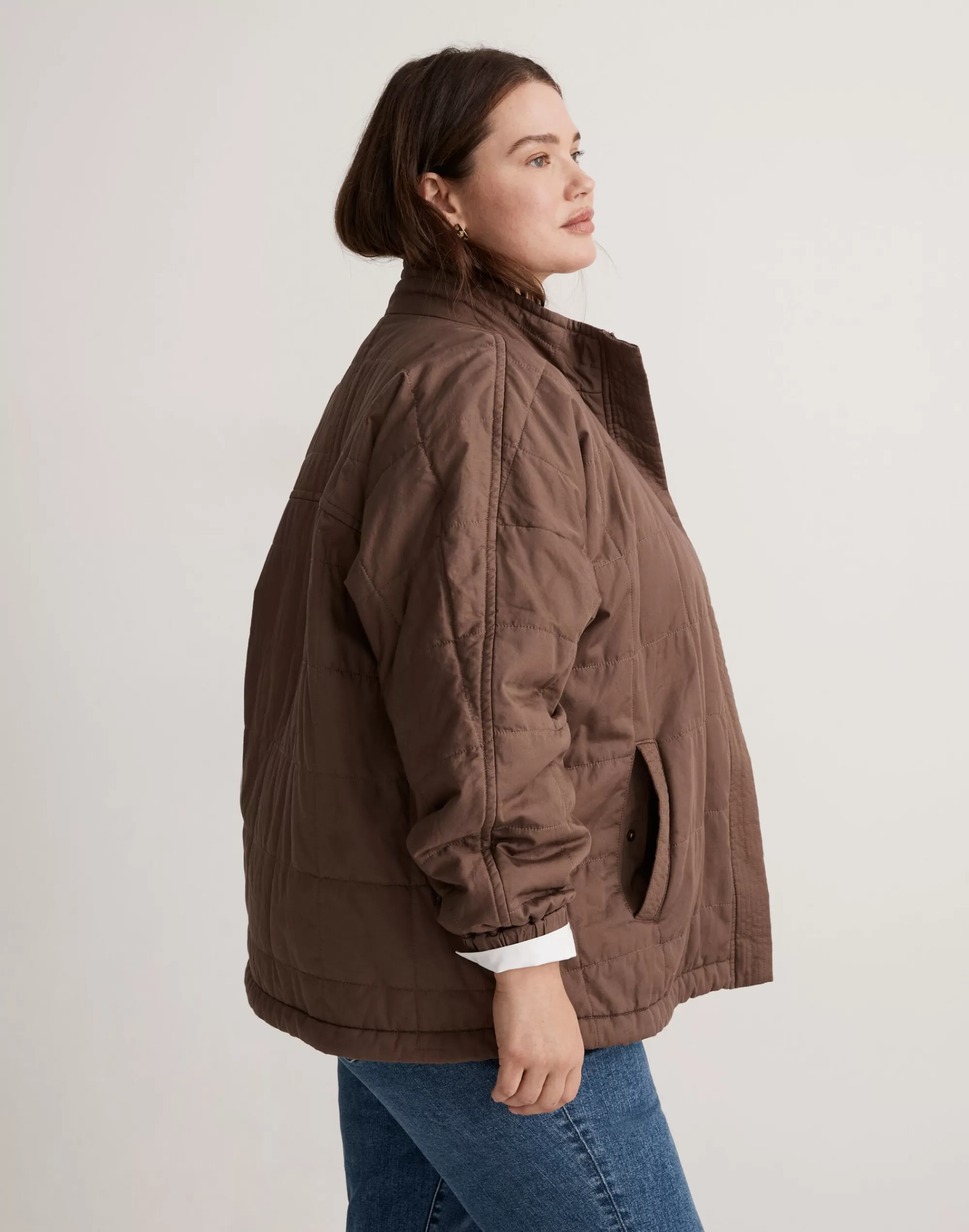 Madewell Jackets>Plus Quilted Bomber Jacket Weathered Taupe